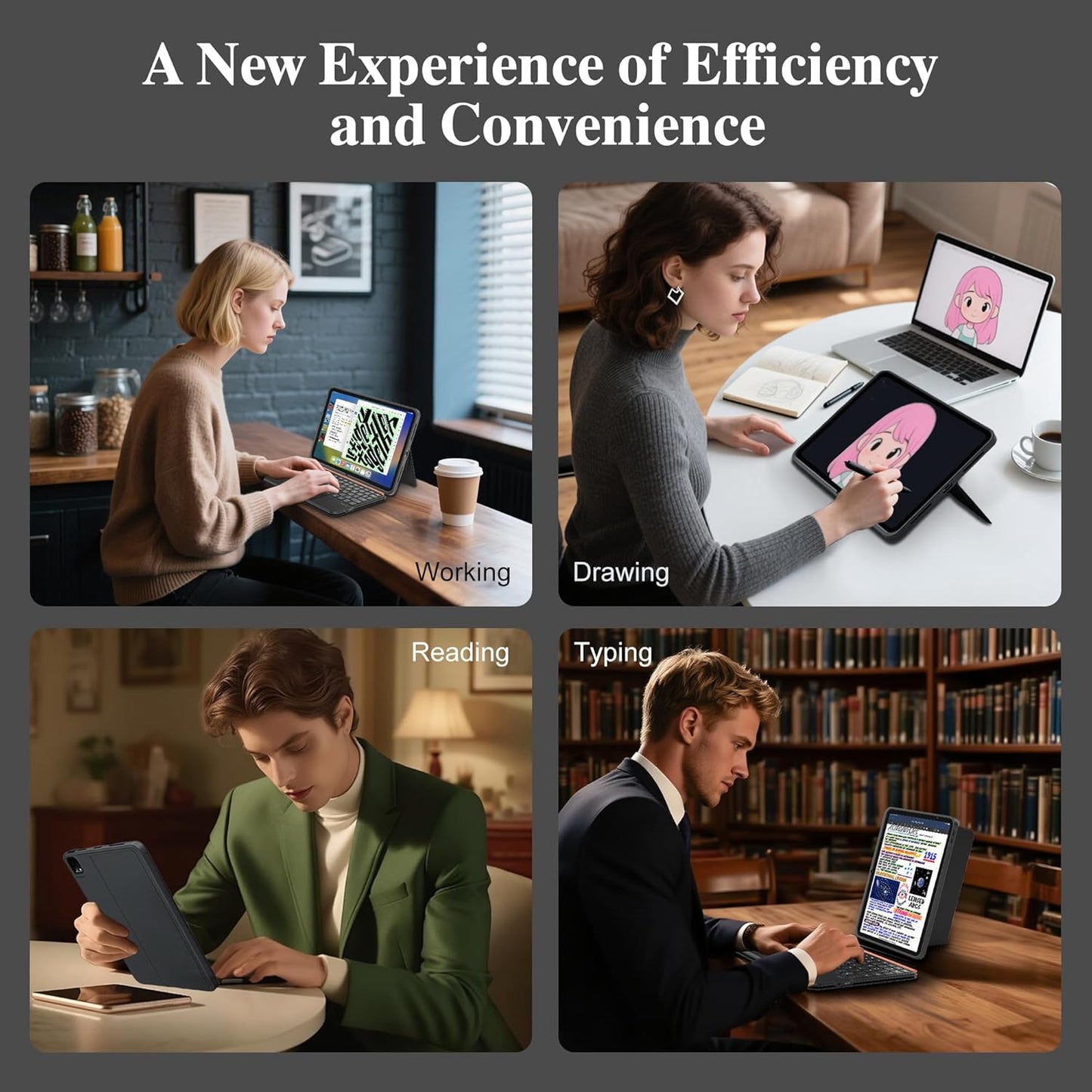 WIWU for iPad Keyboard Case 11 Inch A16 11th /10th Gen 3 in 1 Magnetic Detachable Case Keyboard Adjustable Stand Backlit Keys with Touchpad (Black, for iPad 11/10/Air 5/4/11"(M2/M3) Pro 11" 4/3/2/1)