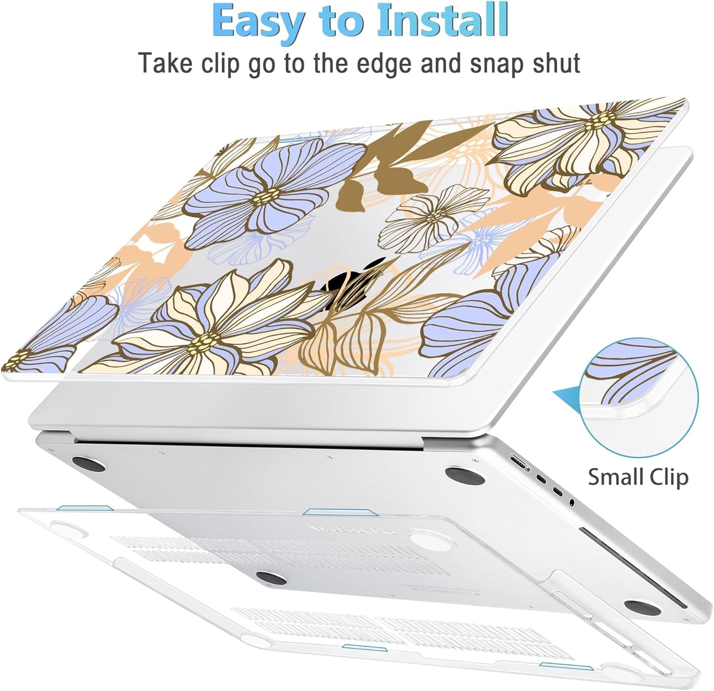 Mektron Case for MacBook Pro 16" M4 A3403 A3186 M3 A2991 M2 A2780 M1 A2485 (2021/2023/2024) Pro/Max with Touch ID, Hard Shell Plastic Laptop Cover Keyboard Cover Screen Protector, Abstract Floral