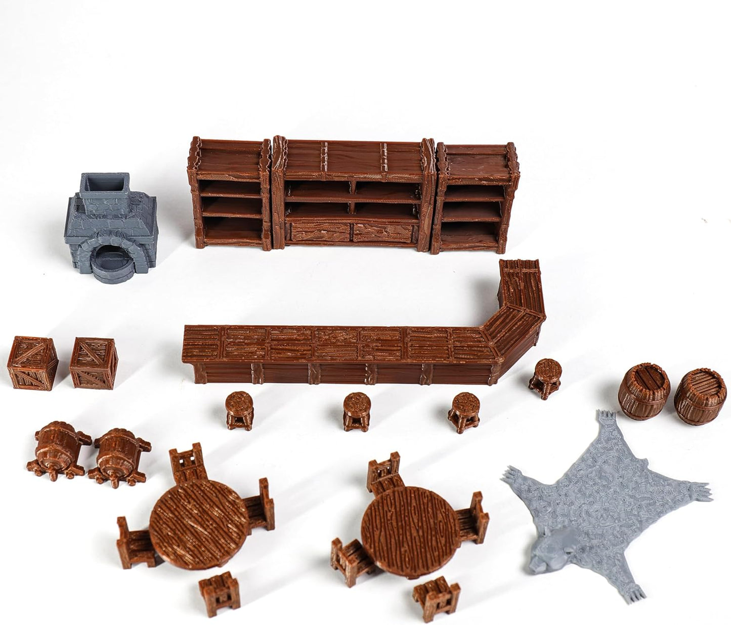 Tavern Bar Furniture Set, D&D Terrain, 3D Printed Tabletop RPG Scenery and Wargame Terrain 28mm Dungeon Miniatures