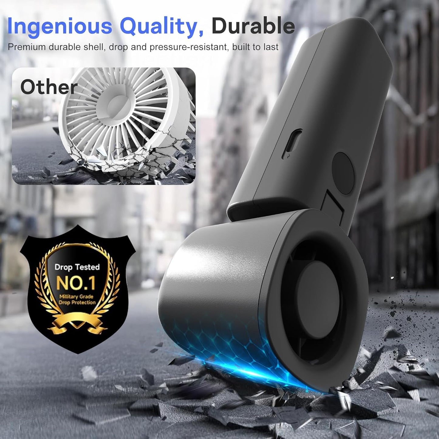 Personal Handheld Fan, Portable 3-in-1 High-Speed Turbo Fan with 5 Gear Wind, USB Mini Personal with 4000mAh Rechargeable Battery for Outdoor/Summer/Travel/Camping/Vacation Essentials Black