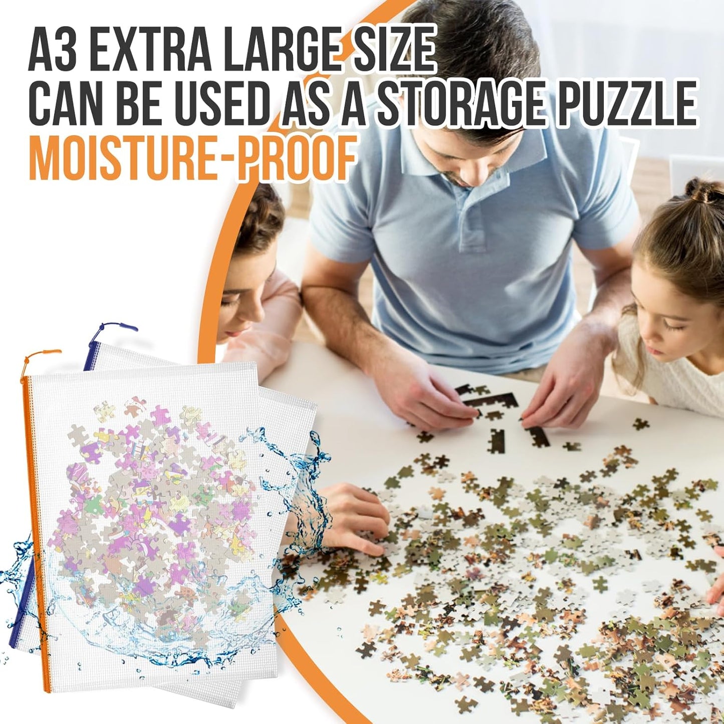 24pcs Mesh Zipper Pouch File Bags Puzzle Storage Bags, A3 17x12 Inches Large Reusable Zipper Pouches for Organizing Classroom Board Game Organization