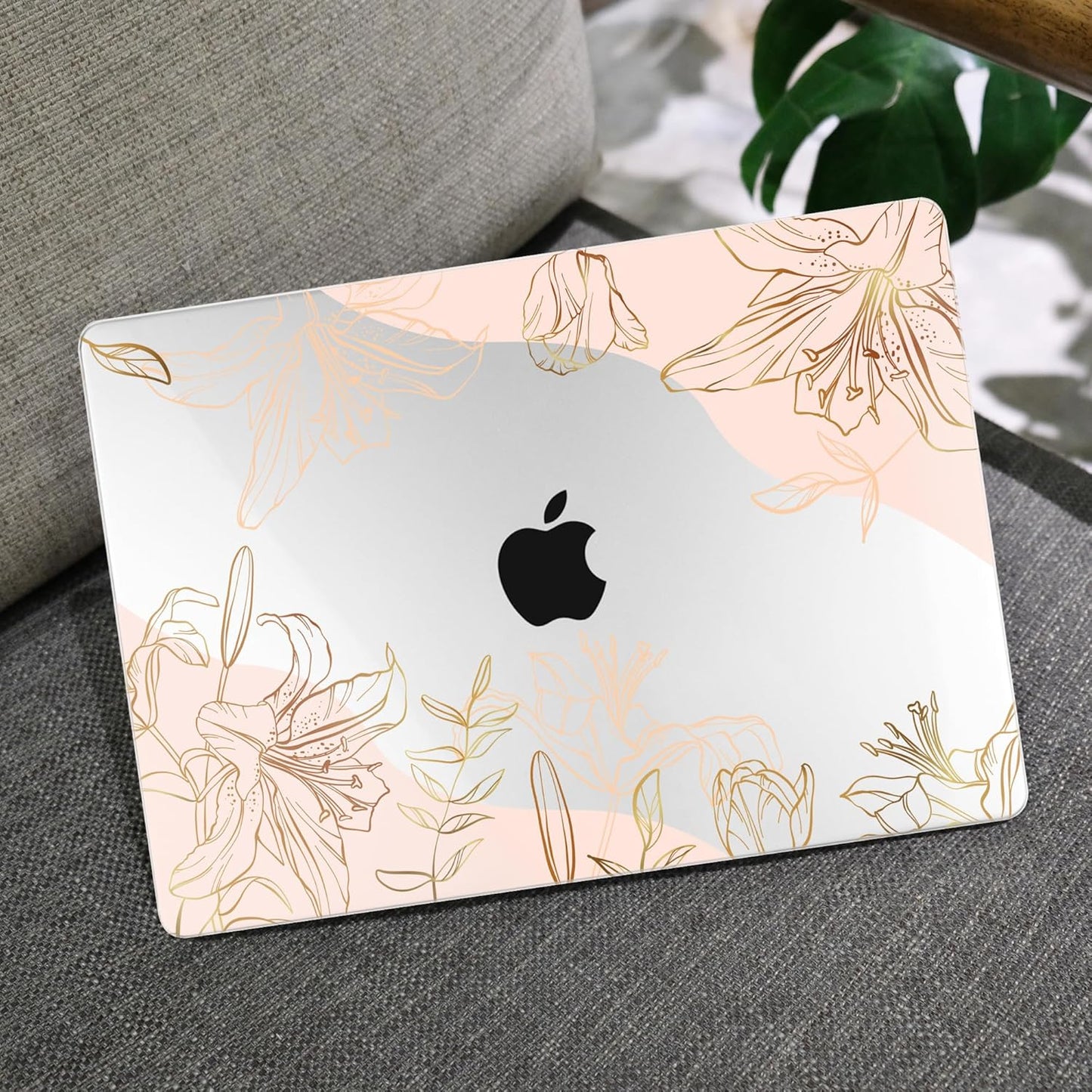 MEEgoodo Case for MacBook Pro 13 inch Case 2022 2021 2020 New A2338 M2/M1 A2251 A2289,Laptop Hard Shell Cases with Keyboard & Camera Cover Compatible with 13.3 inch MacBook Pro, Gold Flowers Lilies