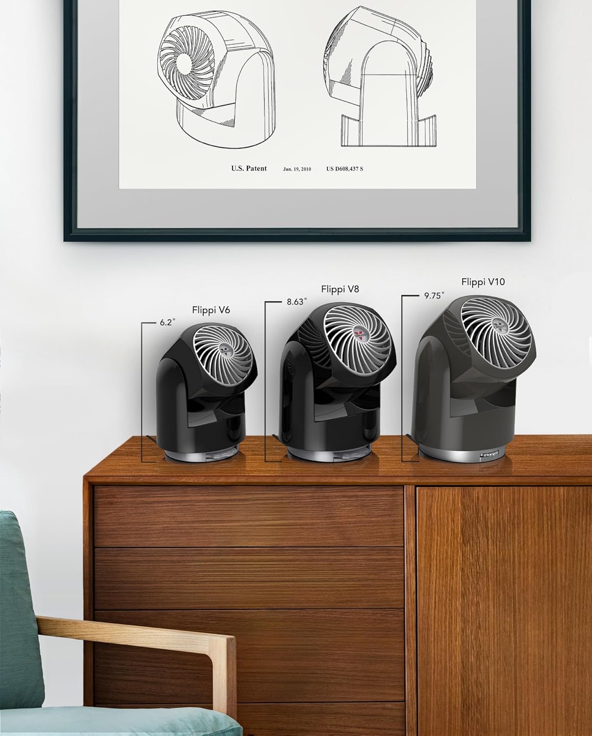 Vornado Flippi V6 Compact Air Circulator Fan, Quiet Portable Travel Fan for Office or Bedroom, Adjustable Head, 2 Speeds, Vintage White