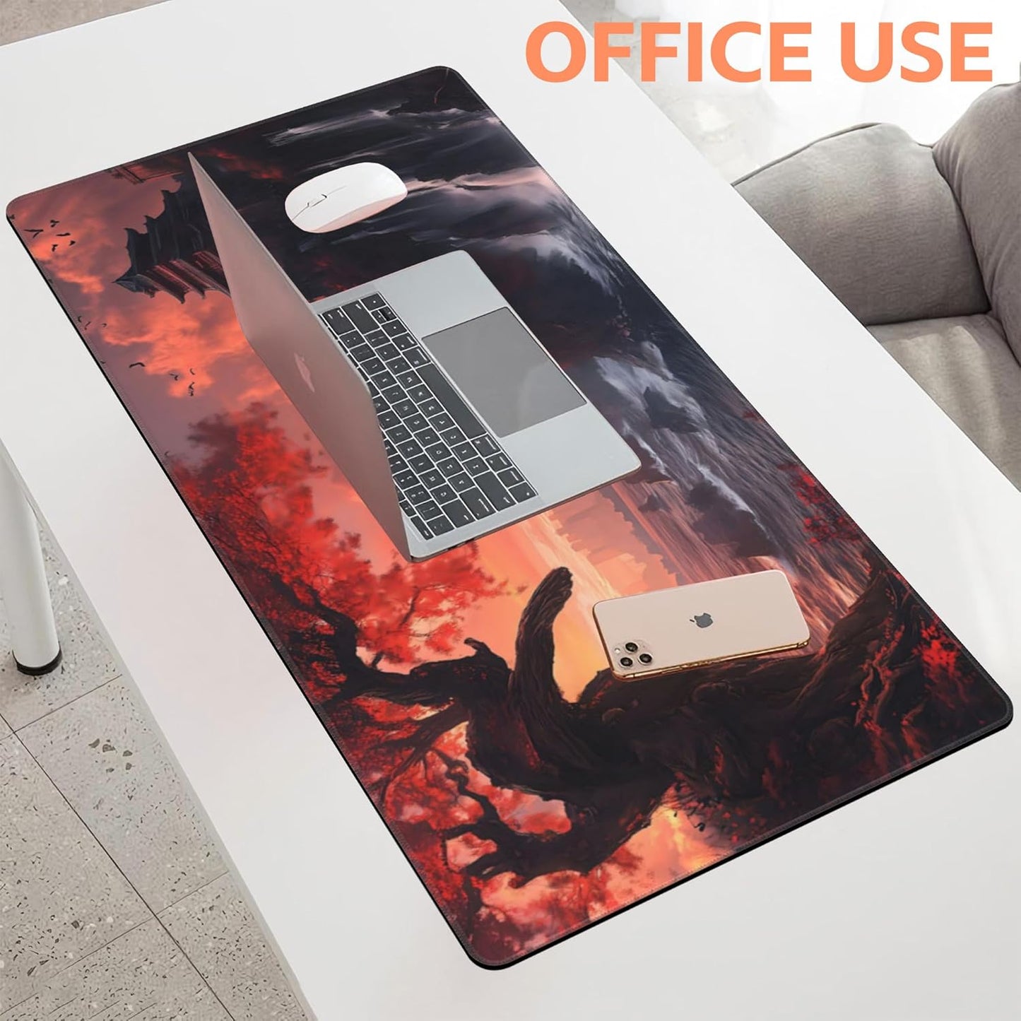 Mouse Pad Large Fantasy Landscape Non-Slip Gaming Desk Mat with Stitched Edge Laptop Keyboard Desk Pad for Work Home Gaming (35.4 x 15.7 Inches)