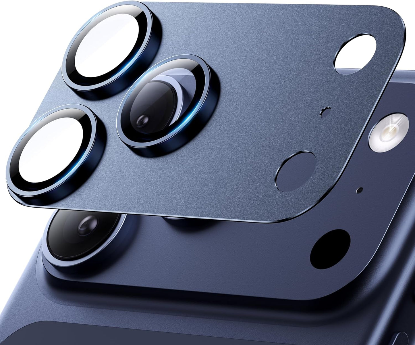 Hoerrye for iPhone 17 Pro Camera Lens Protector - [12FT Shatterproof Military Grade] [Strong Adsorption] Top 9H+ Tempered Glass Camera Screen Full Protective Cover Case Friendly,Deep Blue