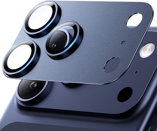 Hoerrye for iPhone 17 Pro Camera Lens Protector - [12FT Shatterproof Military Grade] [Strong Adsorption] Top 9H+ Tempered Glass Camera Screen Full Protective Cover Case Friendly,Deep Blue