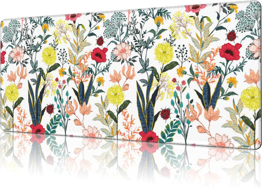 Mouse Pad Large Summer Flower Non-Slip Gaming Desk Mat with Stitched Edge Laptop Keyboard Desk Pad for Work Home Gaming (35.4 x 15.7 Inches)