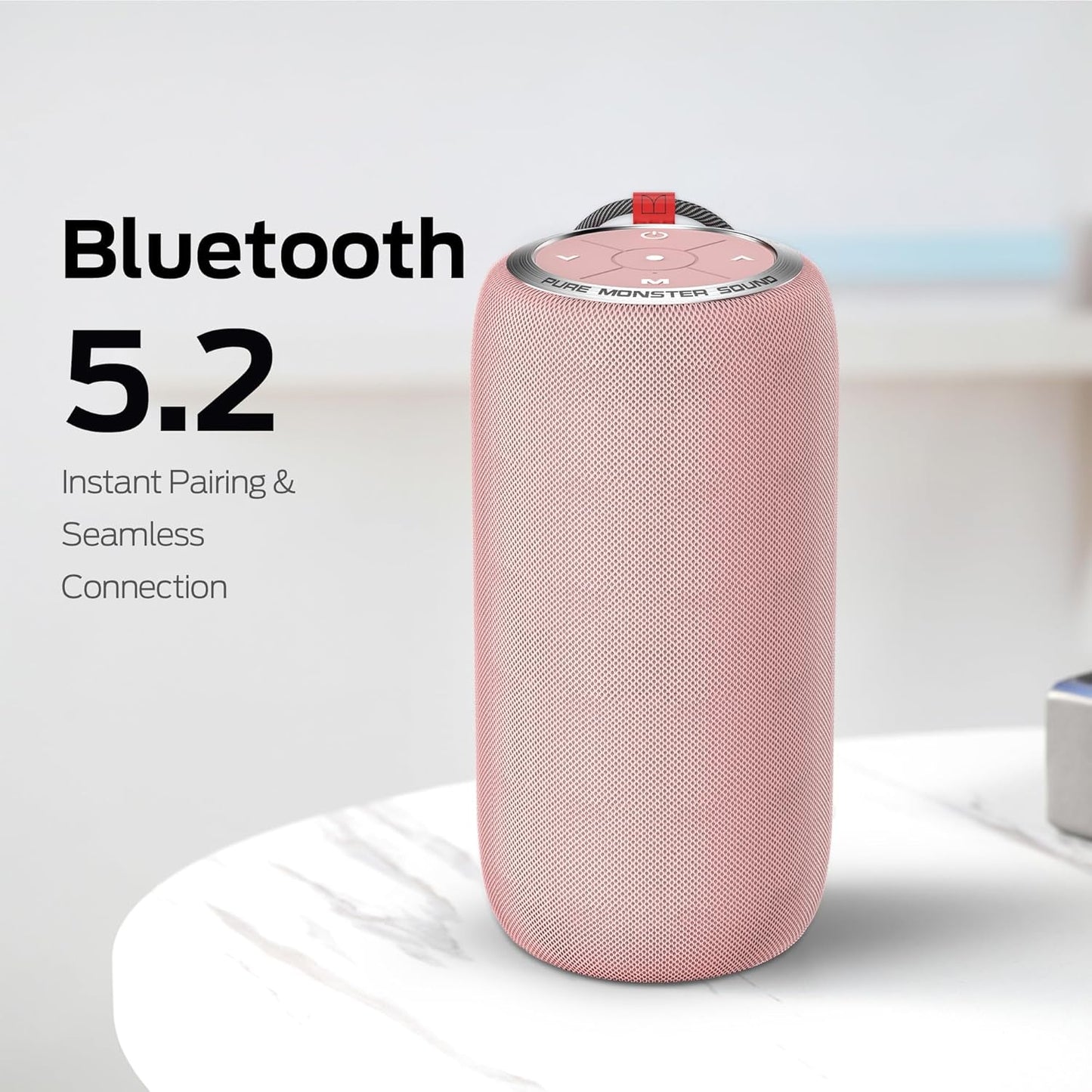 Monster S310 Upgraded Bluetooth Speaker, Portable Speaker, 30W True Wireless Stereo Pairing Deliver Dynamic Sound, IPX6 Waterproof, Bluetooth 5.2 Built-in Mic, 24H, for Family Outdoor Pink