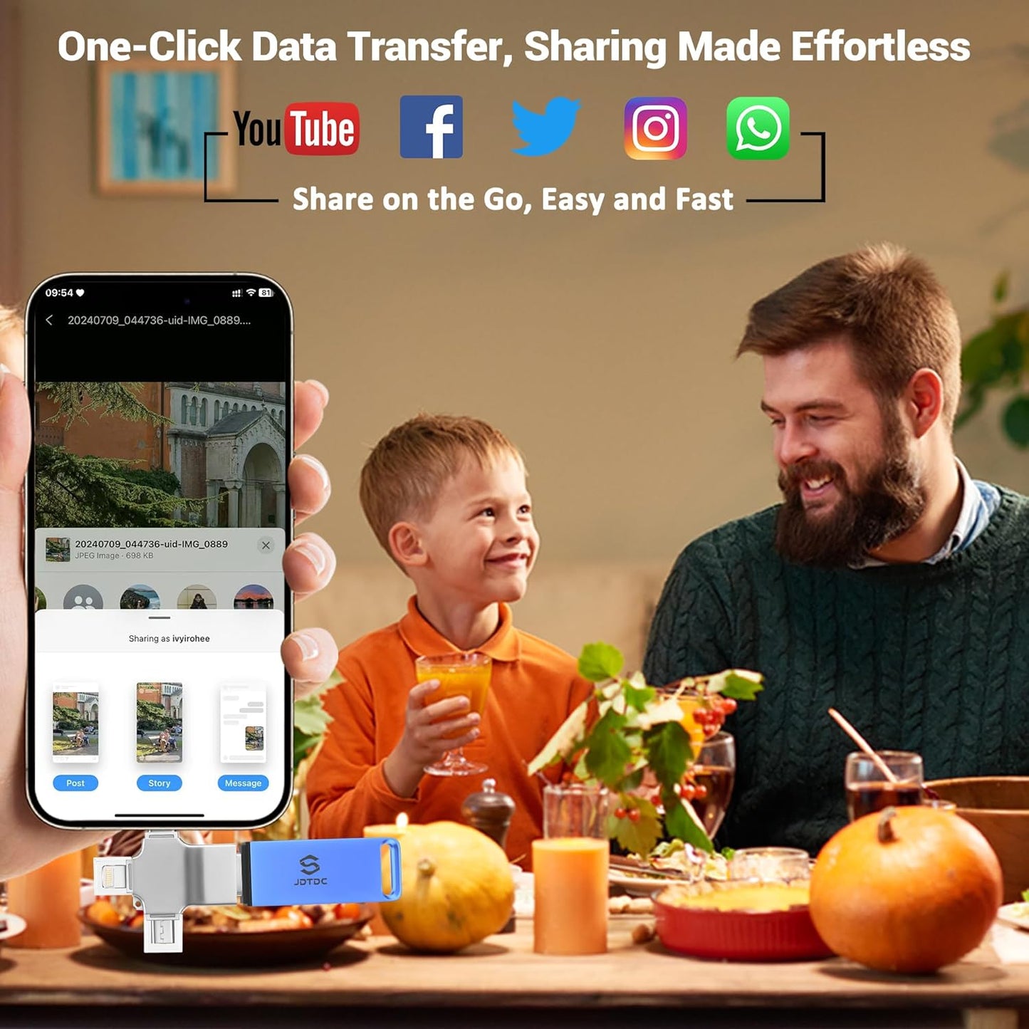 256GB Auto Backup-Photo-Stick-Flash-Drive for All Device Picture-Stick-for-Photo Secure Photo Video Backup Device Photo-Saver-Stick-iPhone-Picture-Backup Android-Photo-Storage-Stick iPad-Backup-Drive