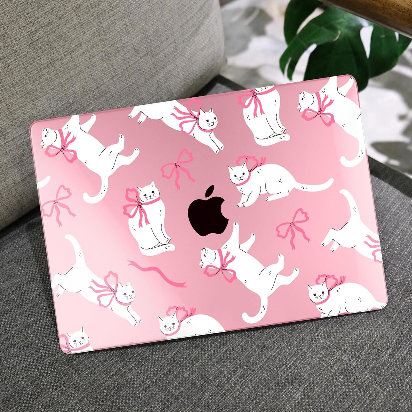MEEgoodo Case for MacBook Pro 13 inch Case 2022 2021 2020 New A2338 M2/M1 A2251 A2289, Laptop Hard Shell with Keyboard & Camera Cover Compatible with 13 inch MacBook Pro, Cute White Cats & Bows