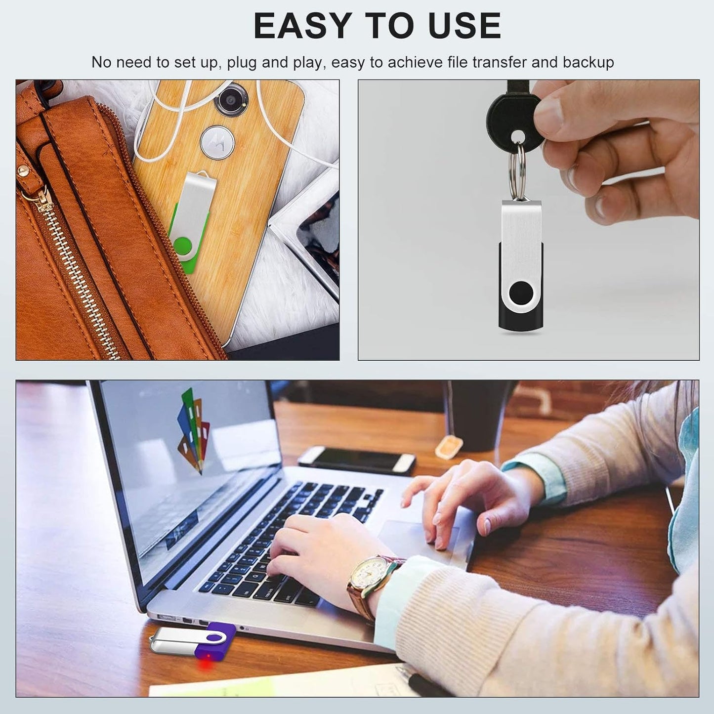 KOOTION 5 Pack 32GB USB 3.0 Flash Drives Swivel USB Stick Thumb Drives with High-Speed Transfer(Colors: Black, Blue, Green, Purple, Red)