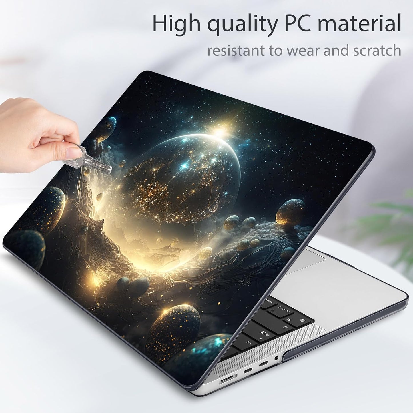 Tuiklol for M4 MacBook Pro 14 Inch Case 2024-2021 Release A3112 A3401 A3185/M3 A2918 A2992/M2 A2779/M1 A2442 Pro/Max Chip,Hard Shell Case with Screen Protector for Touch ID, Birth of Galaxy