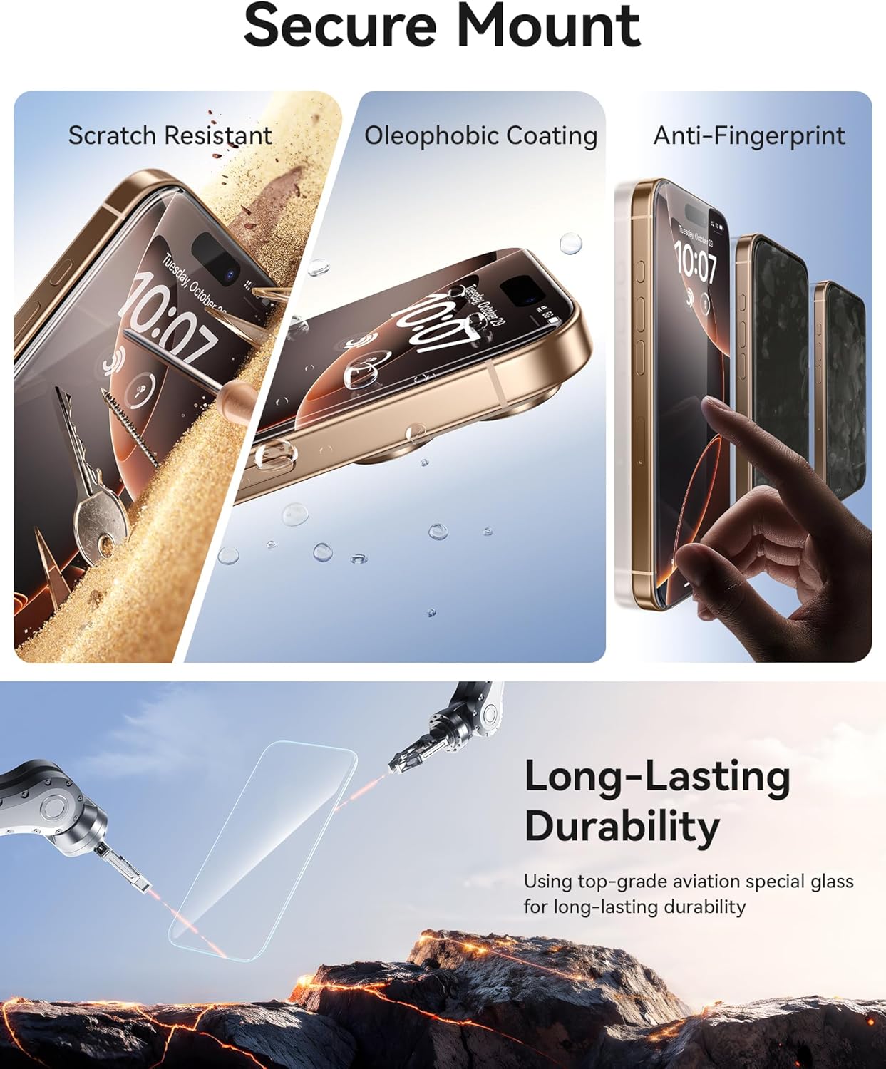 NIMASO for iPhone 16 Pro Max Screen Protector, 3 Pack Tempered Glass Screen Protector for iPhone 16, Automatic Dust Removal, Instant Installation,HD Clear, 9H Hardness Shockproof (6.9 inches)