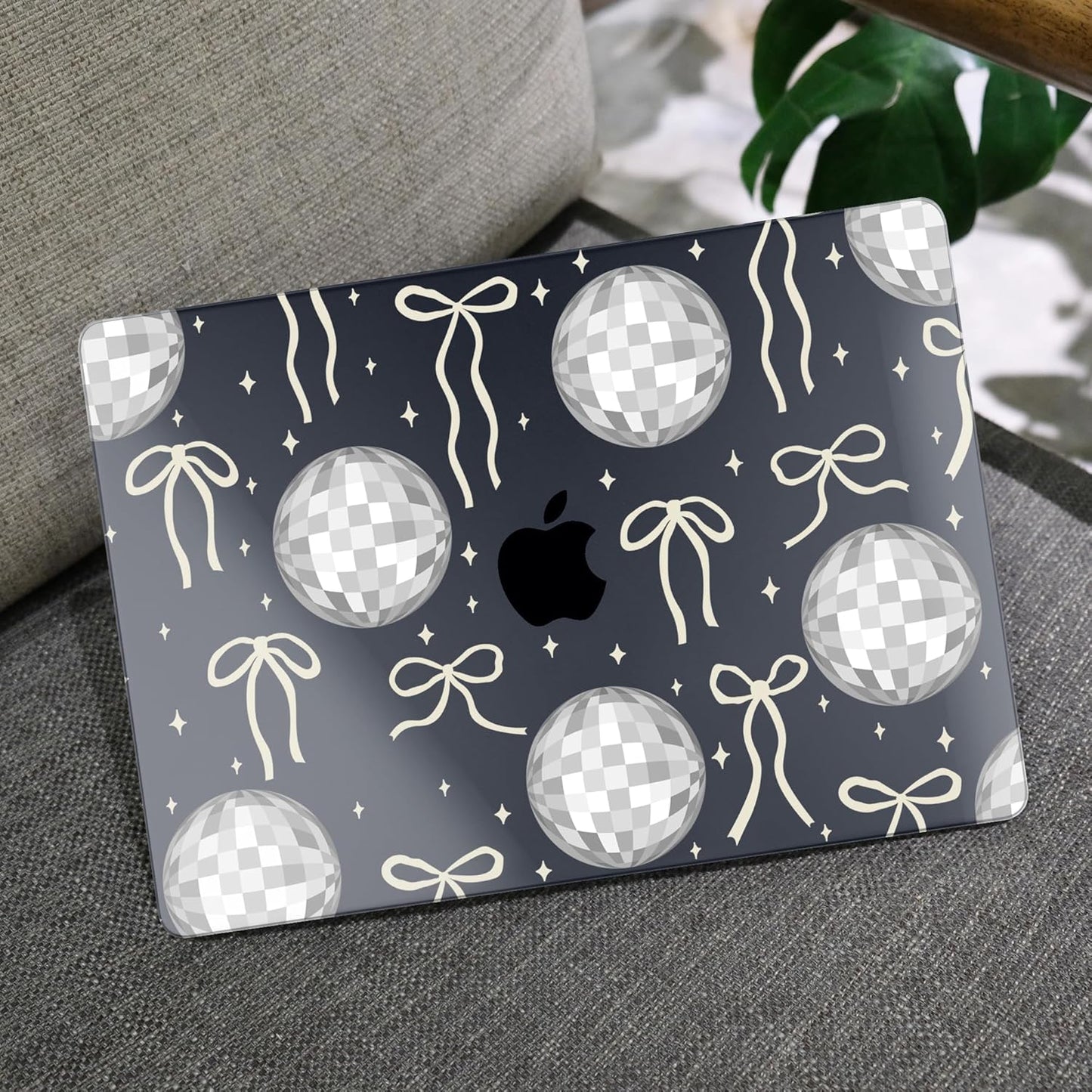 MEEgoodo Case for MacBook Pro 13 inch Case 2022 2021 2020 New A2338 M2/M1 A2251 A2289, Laptop Hard Shell with Keyboard & Camera Cover Compatible with 13 inch MacBook Pro, Silver Disco Balls & Bows