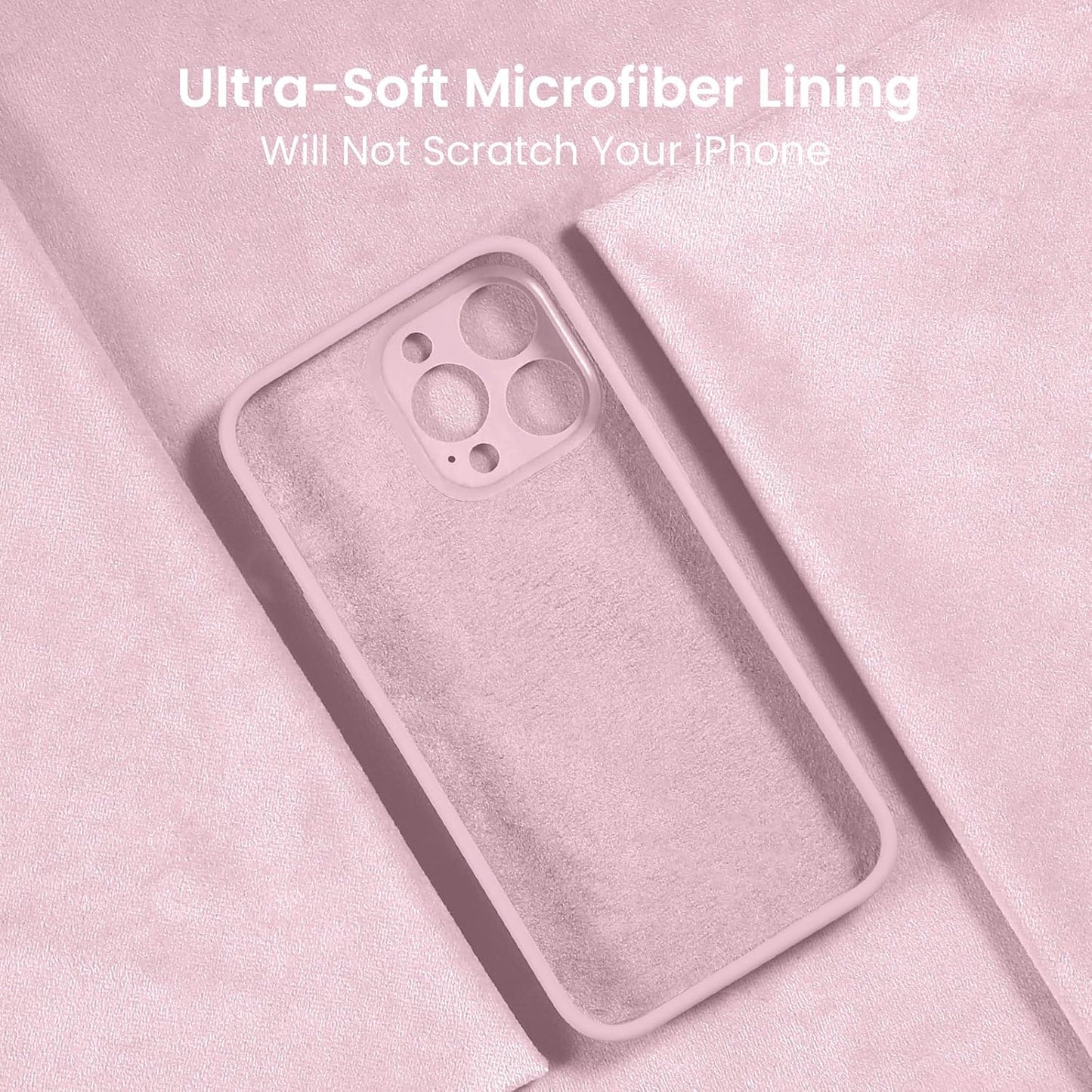 FireNova Designed for iPhone 15 Pro Case, Silicone Upgraded [Camera Protection] Phone Case with [2 Screen Protectors], Soft Anti-Scratch Microfiber Lining Inside, 6.1 inch, Chalk Pink