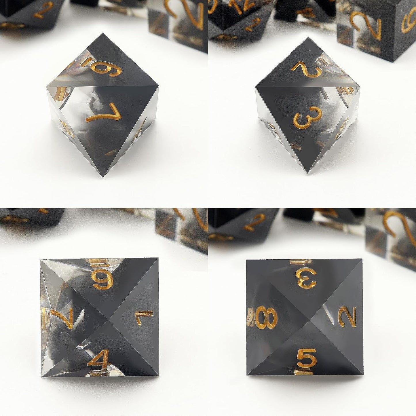 Haxtec Sharp Edge Dice Set DND Dice Set with Dice Case Handmade Black Swirls Resin D&D Dice Set for TTRPGs Compatible with Dungeons and Dragons Gifts-Dark Soul