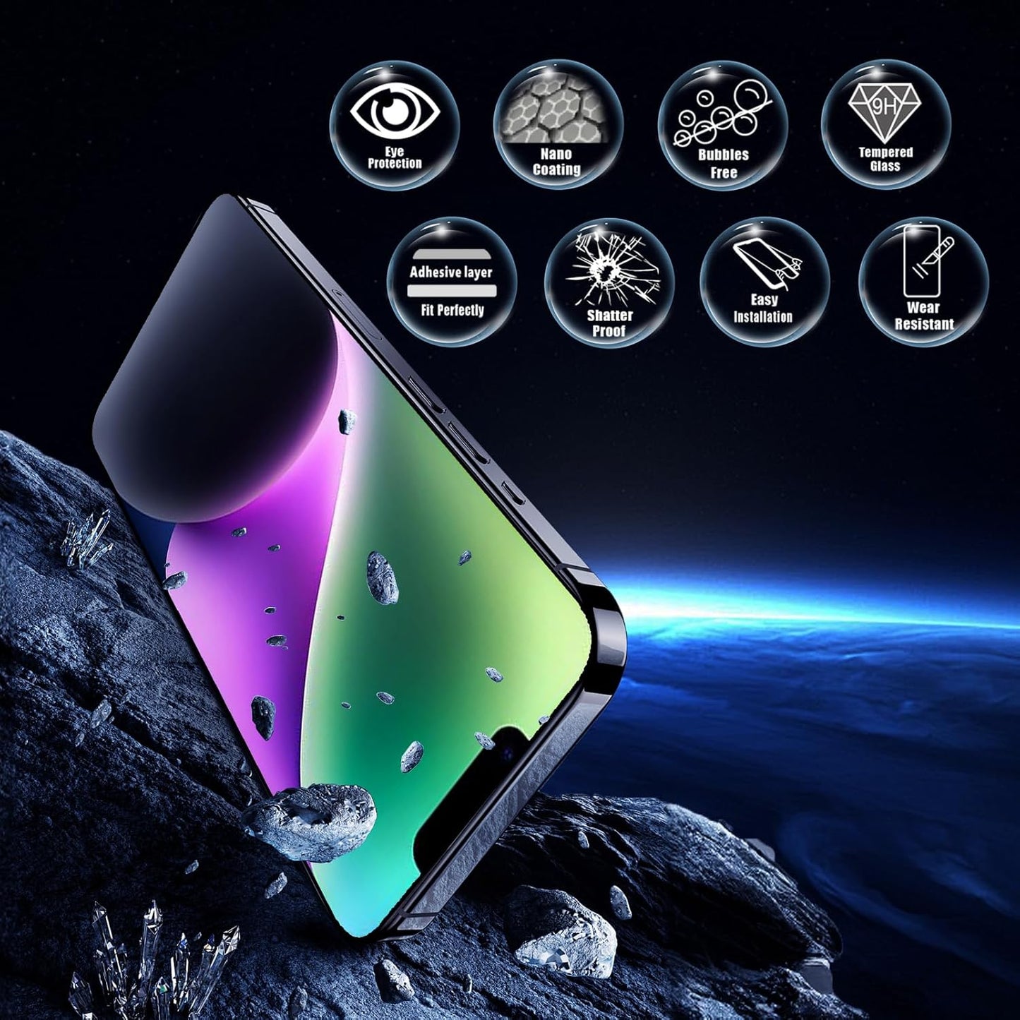 Screen Protector for iPhone 13 Pro Max/14 Plus [6.7 Inch], Colorless Anti-Blue Light Tempered Glass Films, Eye Protection,9H Hardness, No Bubbles, Case Friendly Easy Installation Kit, 2 Pack