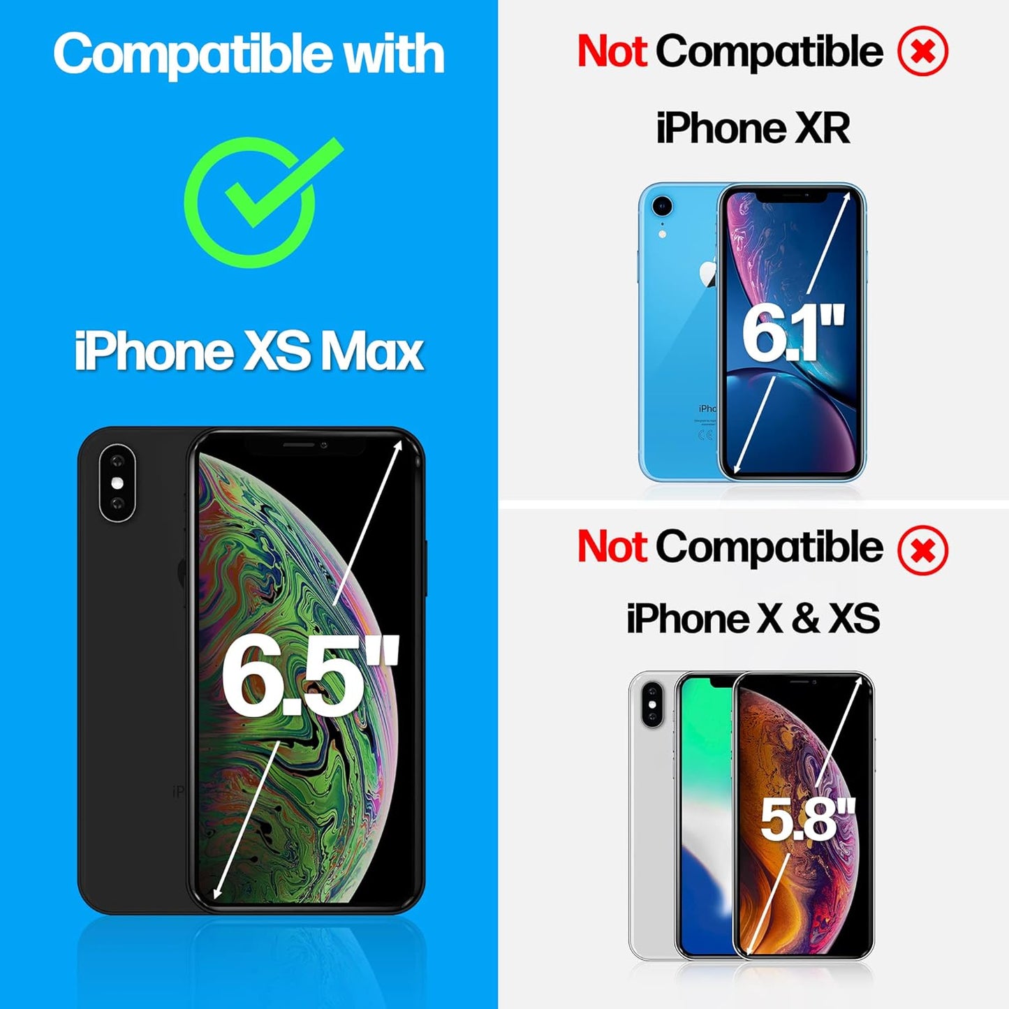 Power Theory Designed for iPhone Xs Max Screen Protector Tempered Glass [9H Hardness], Easy Install Kit, 99% HD Bubble Free Clear, Case Friendly, Anti-Scratch, 2 Pack