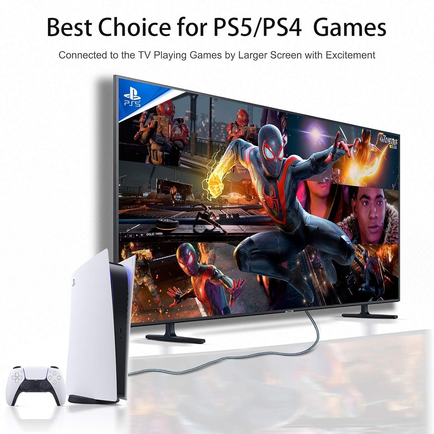 LEADSTAR HDMI Cable 4K 75 ft Fiber Optic, 4K 60Hz 18Gbps High Speed HDMI 2.0 Cord Braided | Ultra HD, HDR10, 1080p, eARC, 3D, HDCP 2.2 | for Xbox, PS5, TV, Laptop, Monitor