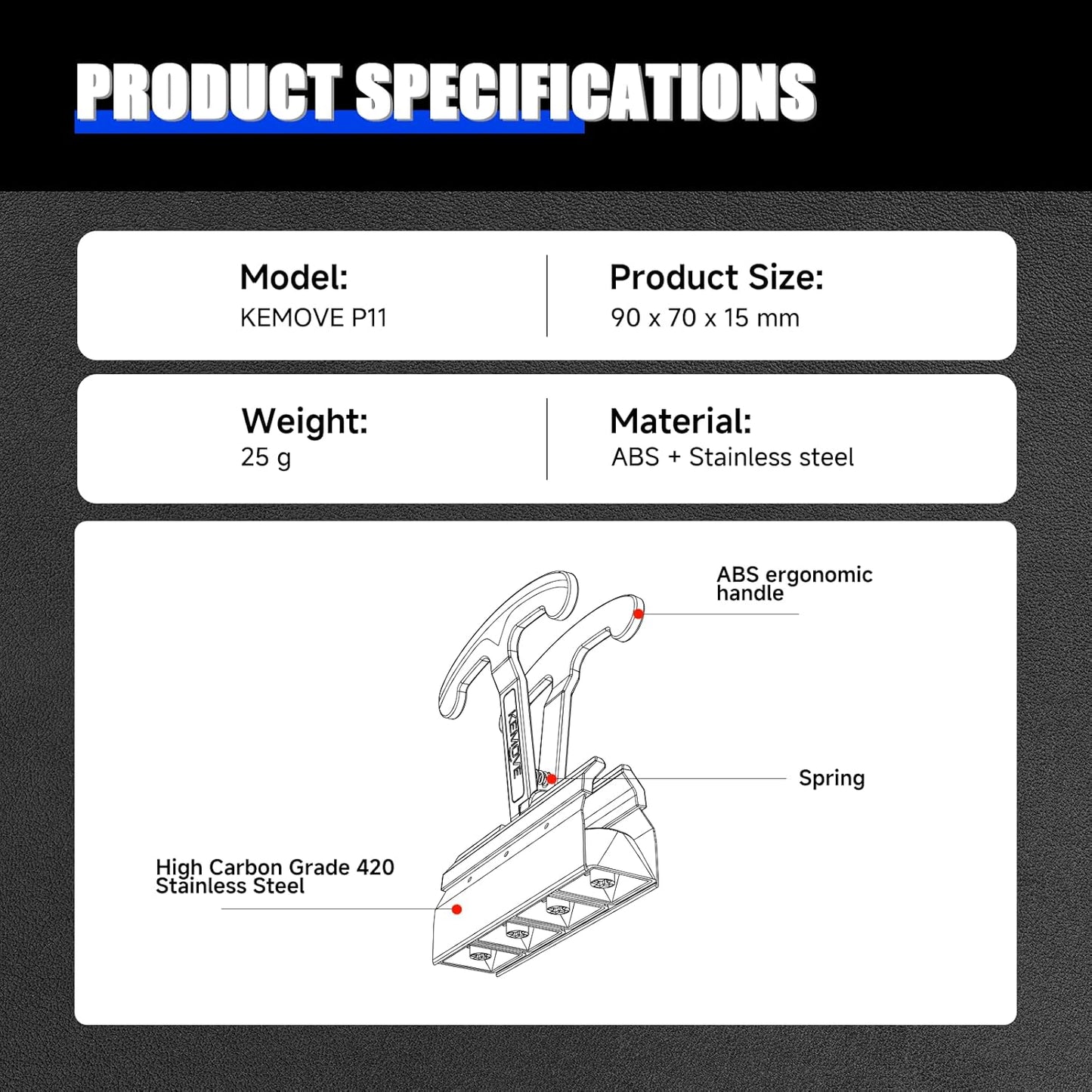 KEMOVE P11 4-Key Keycap Puller - Custom Gaming Mechanical Keyboard Cleaning and Removal Tool, Made with PC and 420 High-Carbon Stainless Steel, Suitable for Standard Layout Keyboards (White)