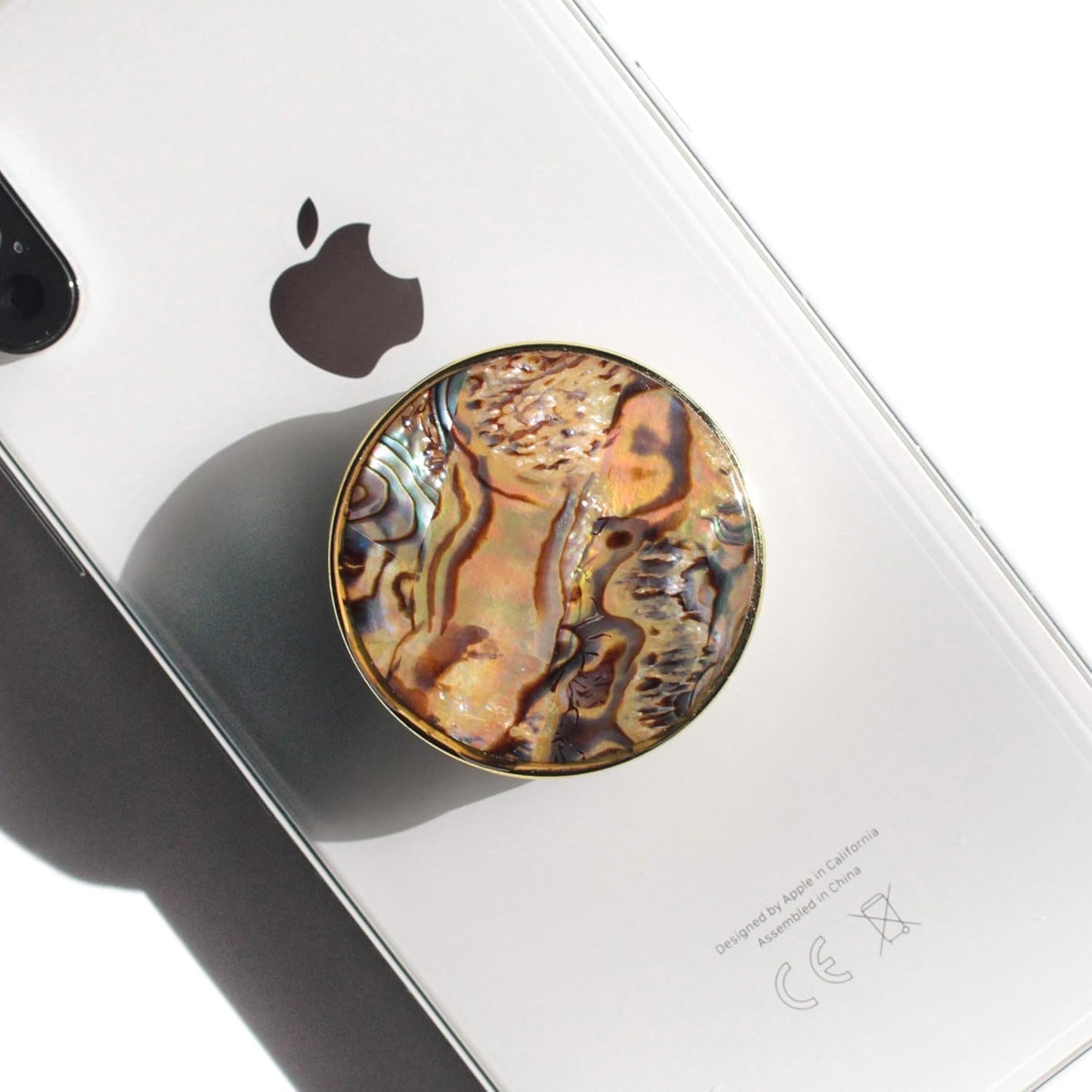 OnTheGrip Cute Natural Seashell Design Round Shape Collapsible Mobile Phone Grip Stand Holder for Smartphone Tablet Cell Phone Accessory (Leopard)