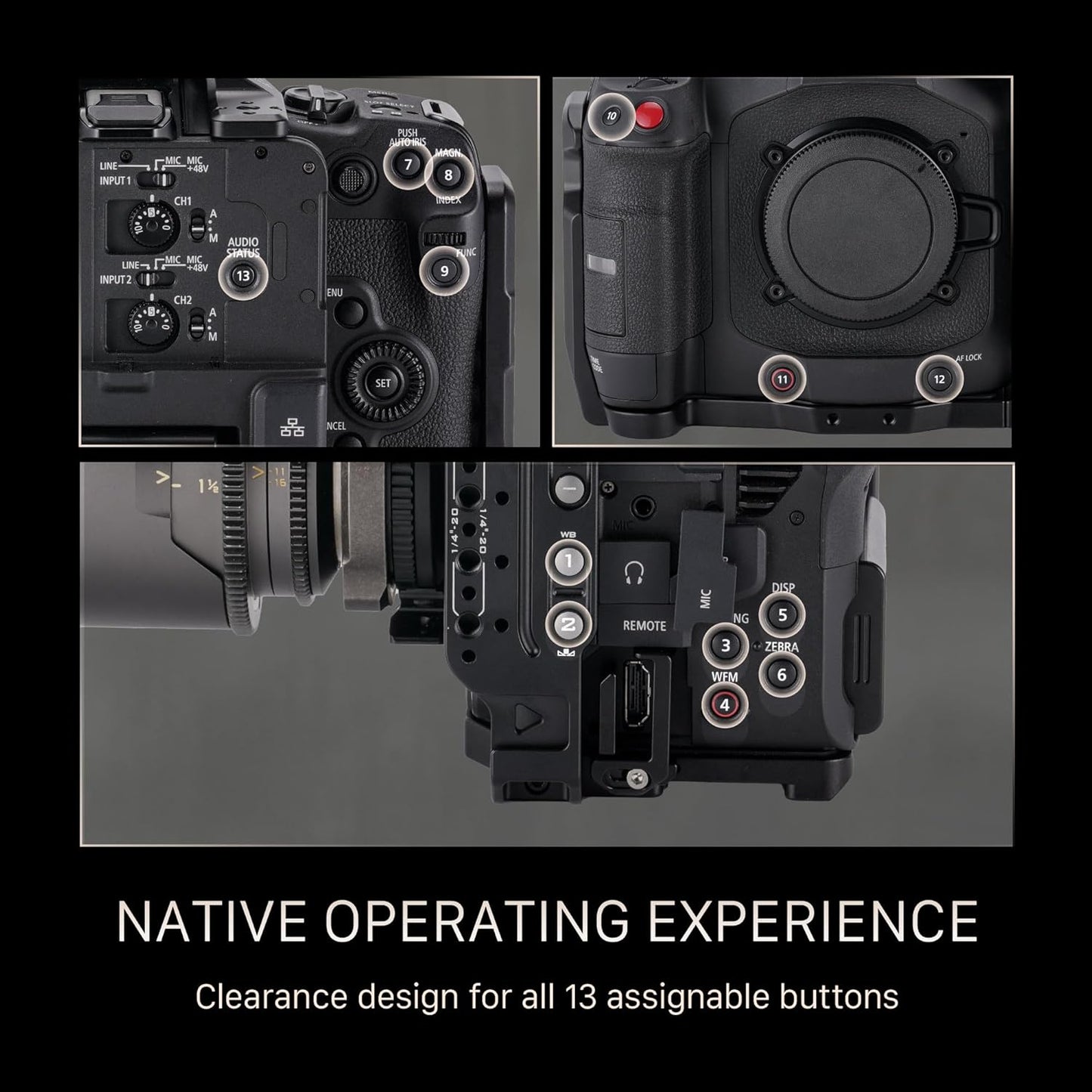 Tilta Camera Cage Compatible with Canon C80 Pro Kit - V Mount | Includes Tilta Universal 15mm LWS Baseplate, Wooden Handle, Battery Plate & More | NATO, Cold Shoe, 1/4"-20 & 3/8"-16 Threads