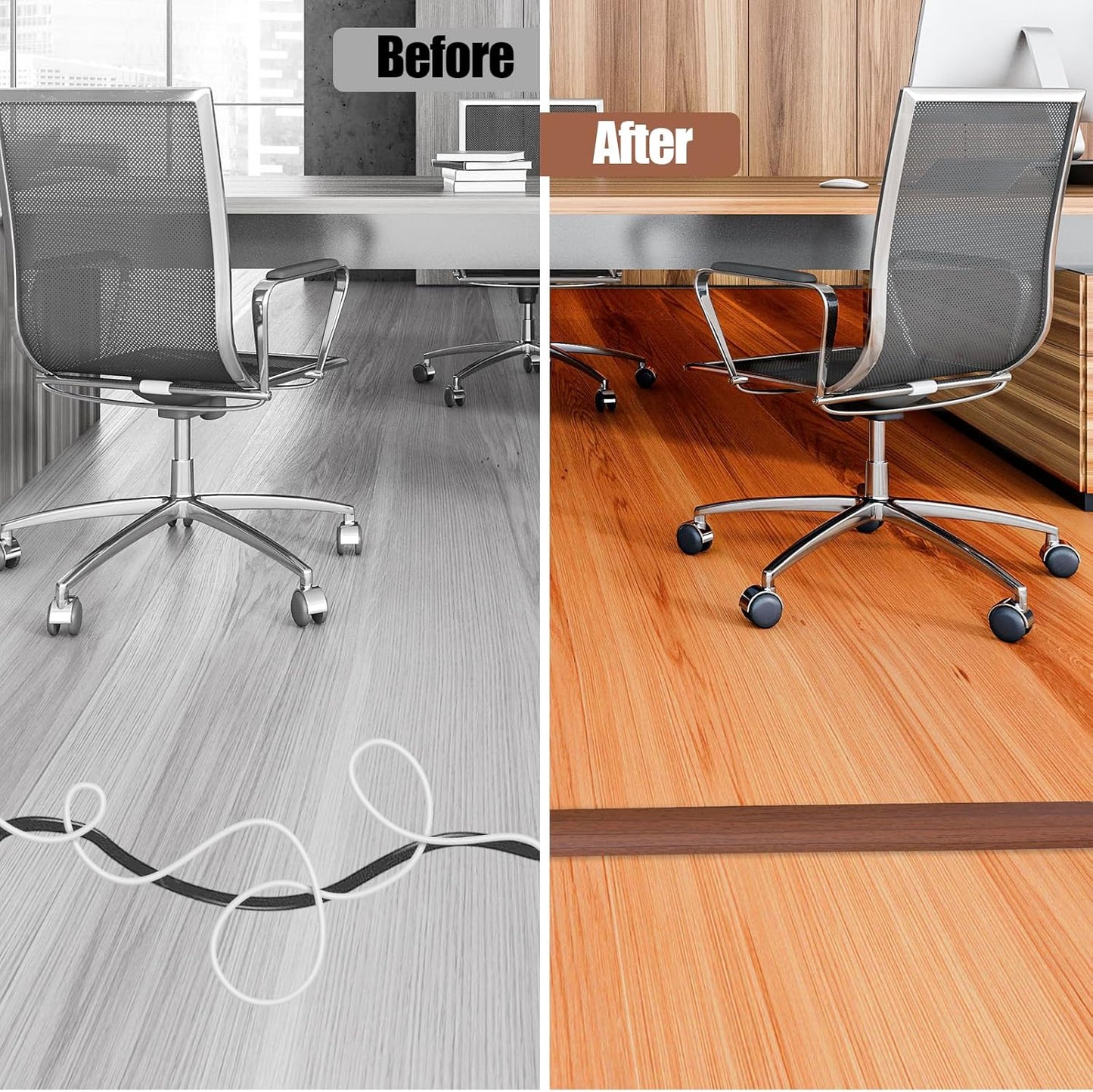 Floor Cord Cover Self Adhesive Cord Hider,10FT Cable Management, Extension Strip Protector for Wires, Prevent Cable Trips for Offices, Gyms, Exhibitions Cavity:0.39"(W) x 0.27"(H) Wood Red Teak