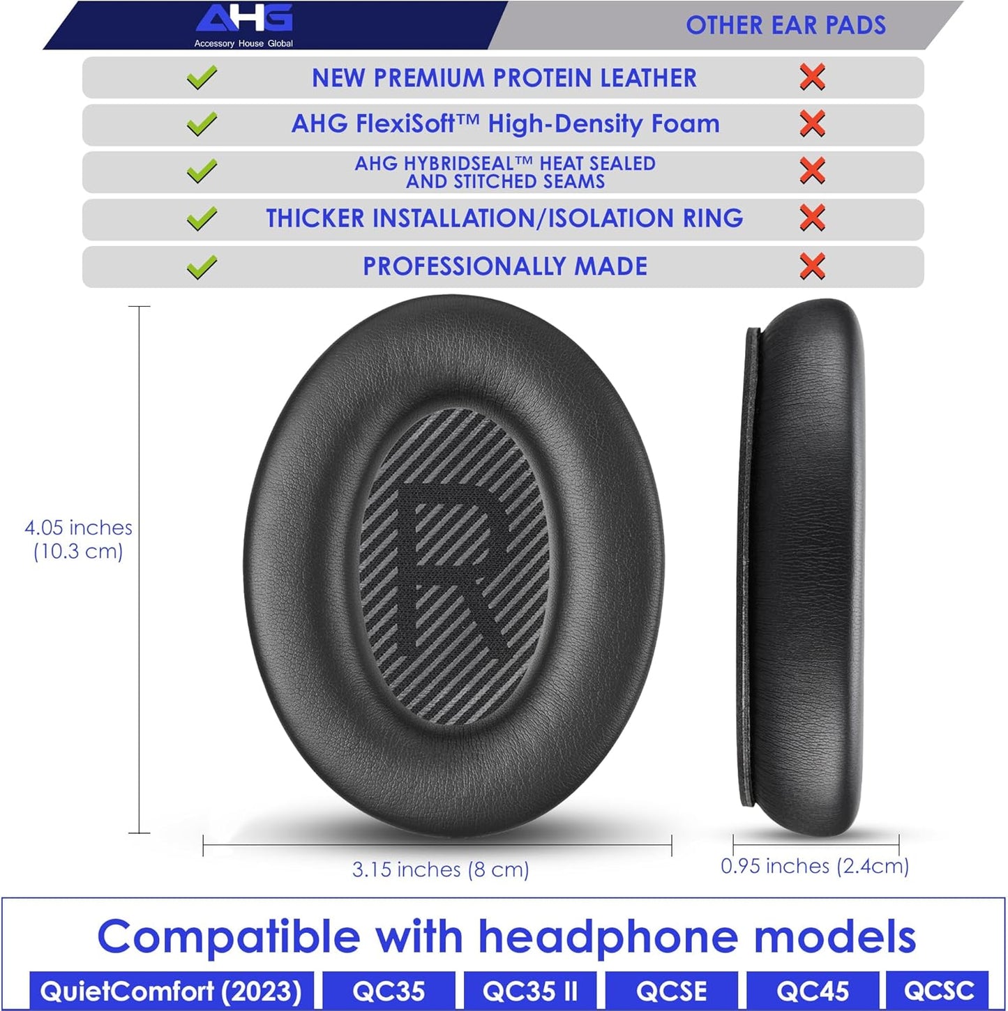 Replacement QC Ear Pad and Headband Pad Kit Cushion. Compatible with Bose QuietComfort (2023) QC45 QCSE QC35 II Wireless Noise Cancelling Headphones (Black) Easy DIY Fit