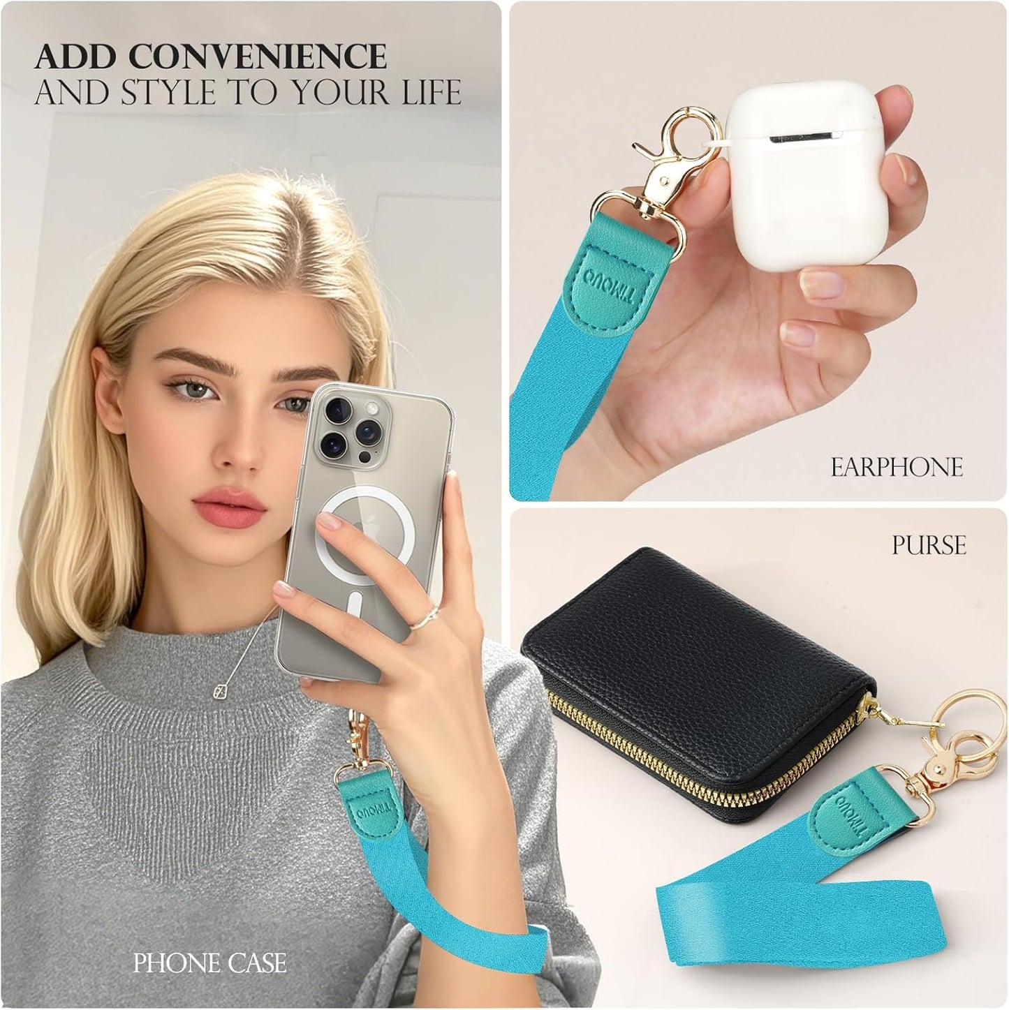 TiMOVO Phone Lanyard Crossbody Wrist Strap, Adjustable Anti-Theft Strap for Smartphone Case