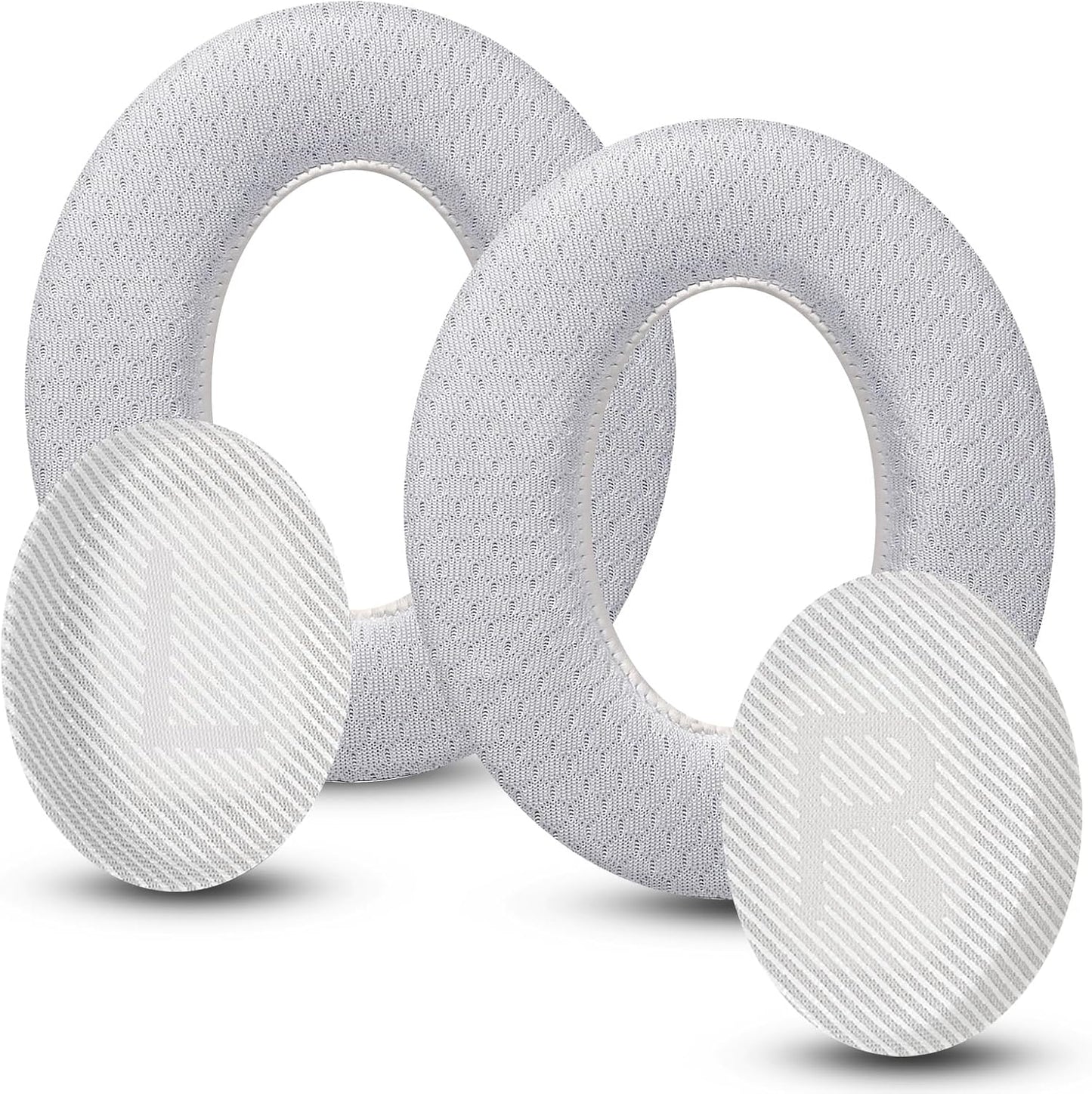 Cooling Gel Headphones Replacement Ear Pads for Bose Quiet Comfort QC35, Mesh Soccer Net Fabric Breathable Sports Fabric, Extra Thick & Cooler for Longer, Softer Memory Foam - White