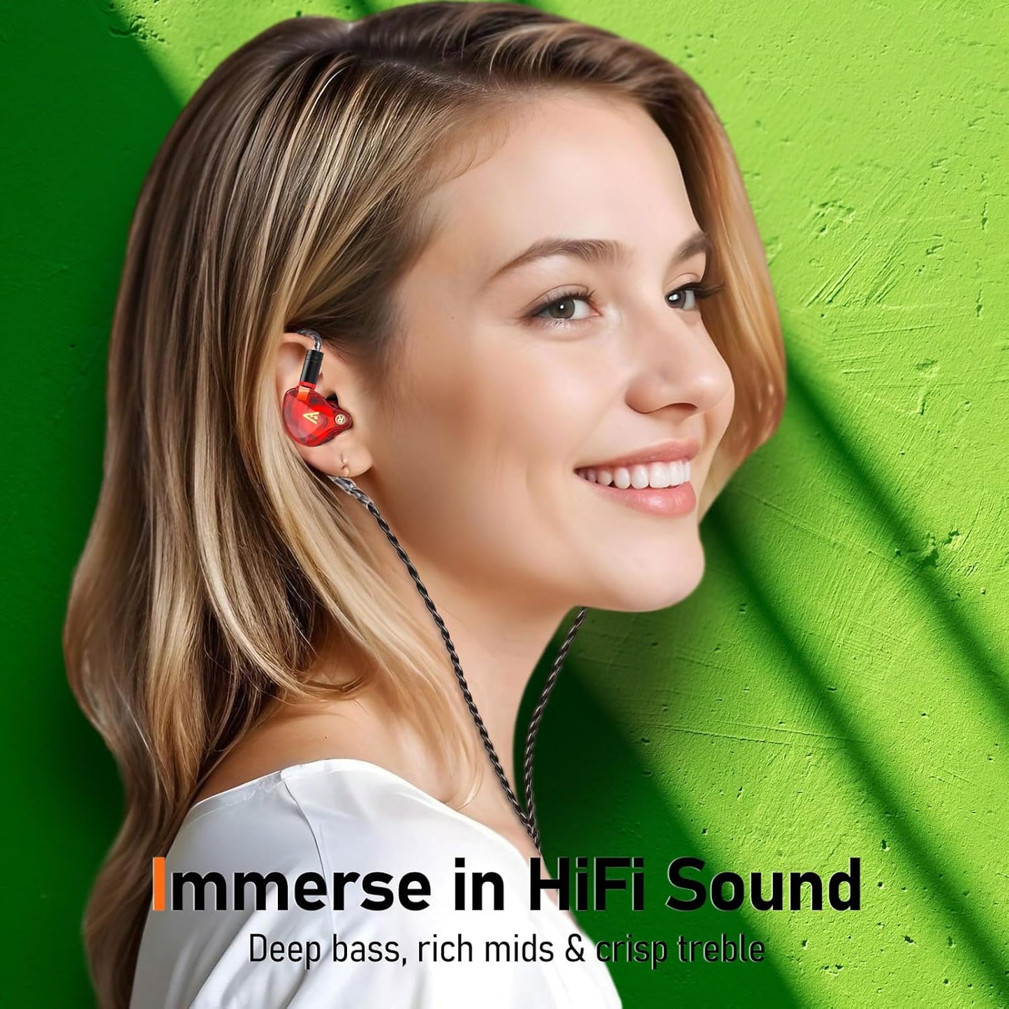 Vibes 202 Wired Earbuds - HiFi in Ear Monitor Headphones – Professional Noise-Isolating Ear Buds - Clear Sound, Deep Bass & Comfort-Fit IEM Earphones - MMCX to 3.5mm, Silver Plated Cord, Carrying Case