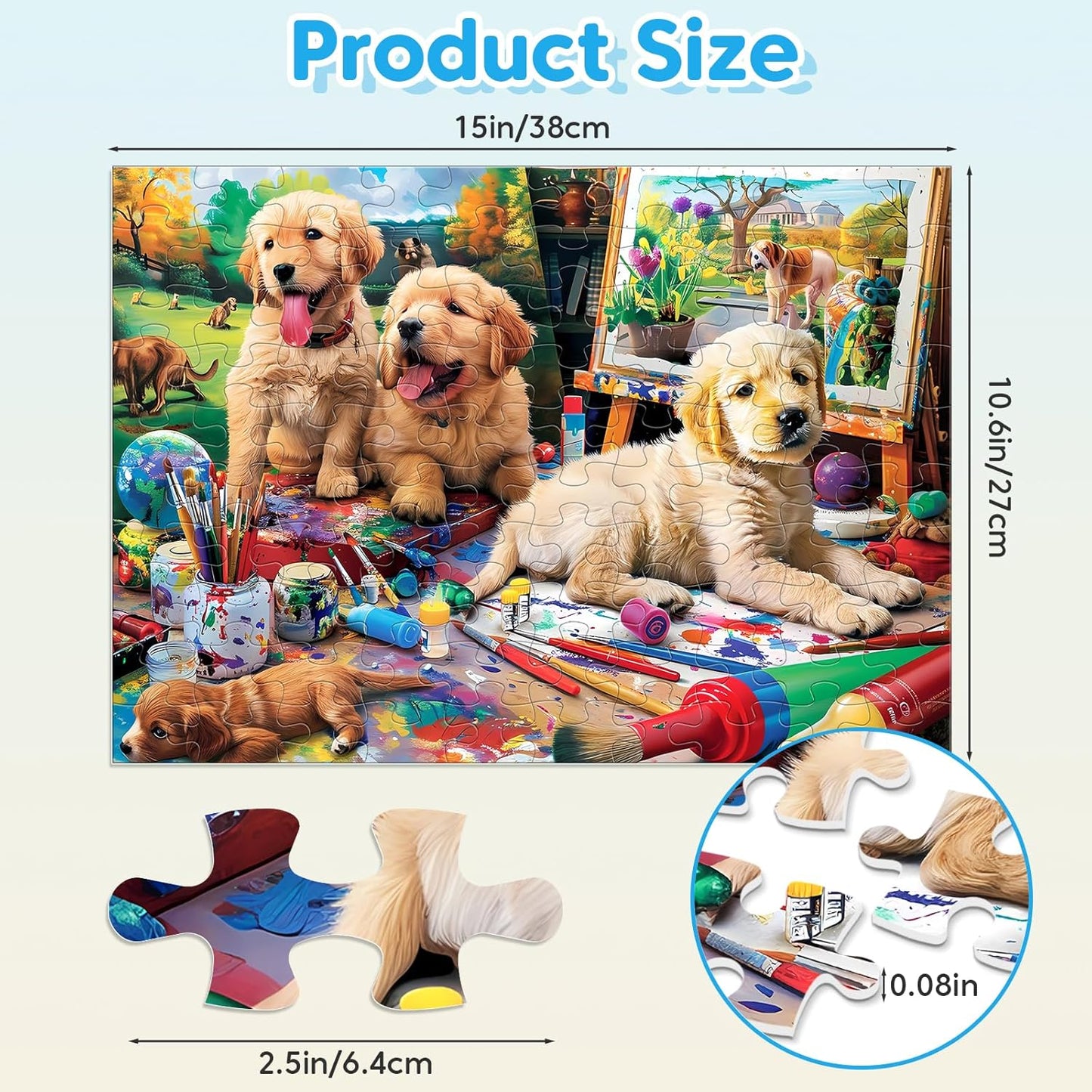 4-Pack 100 Piece Puzzles for Kids Ages 4-6 - Cats & Dogs Puzzles for Kids Ages 6-8 Kid Puzzle Educational Search & Find Toy Preschool Large Piece Puzzle for Adults Seniors