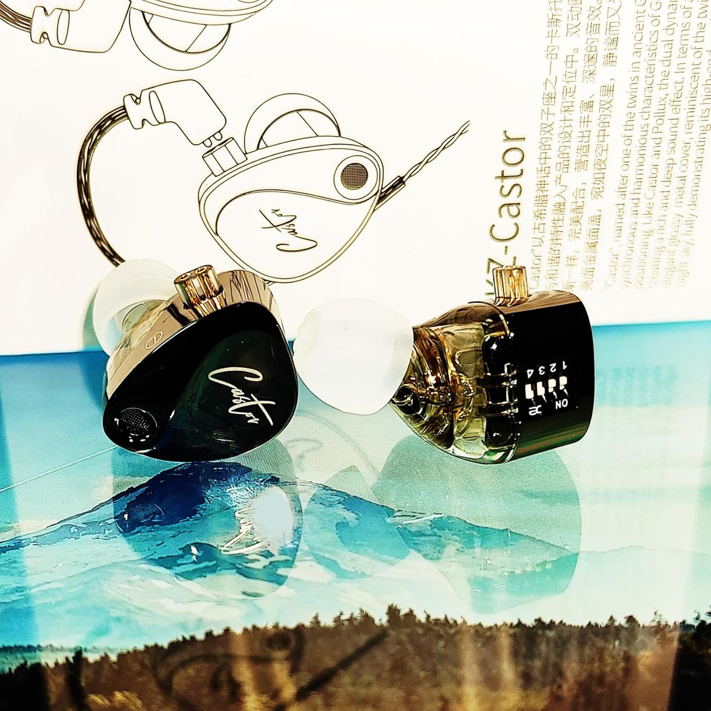 KZ Castor in Ear Monitor Headphones, HiFi Improved Bass Earphone Sound Tunable Noise Isolating IEMs, Dual-Dynamic Driver Wired Earbuds, 2PIN-C Detachable Cable for Singers Musicians