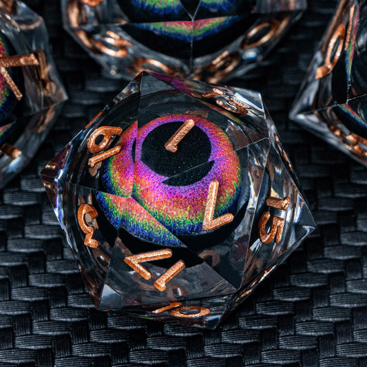 ARUOHHA DND Dragon Eye Dice Liquid Core Resin Sharp Edged Dice Set with Gift Box, RPG Role Playing Game Polyhedral Handmade D and D Dice D20 D12 D10 D8 D6 D4