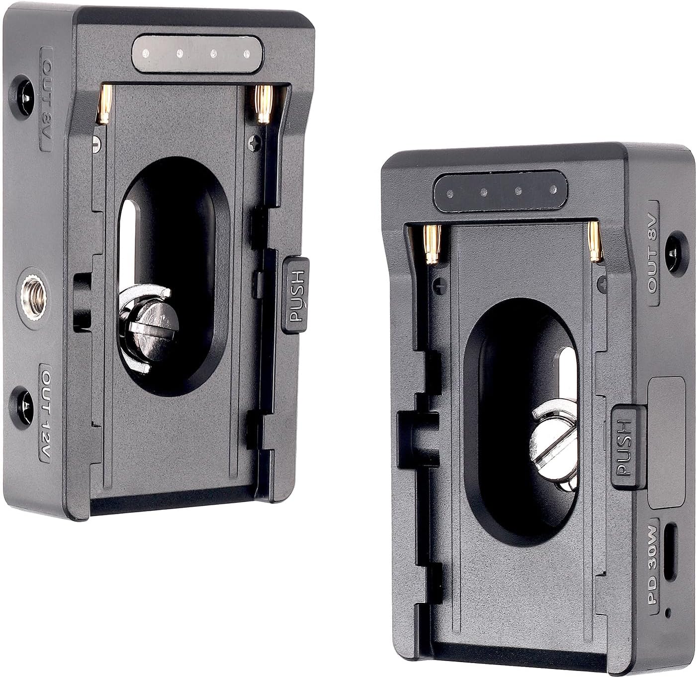 Foto4easy NP-F Battery Power Plate for NP-F970 NP-F960 NP-F770 NP-F550 NP-F570,DC 8V 12V USB-C Outputs 1/4" Cold Shoe Mount