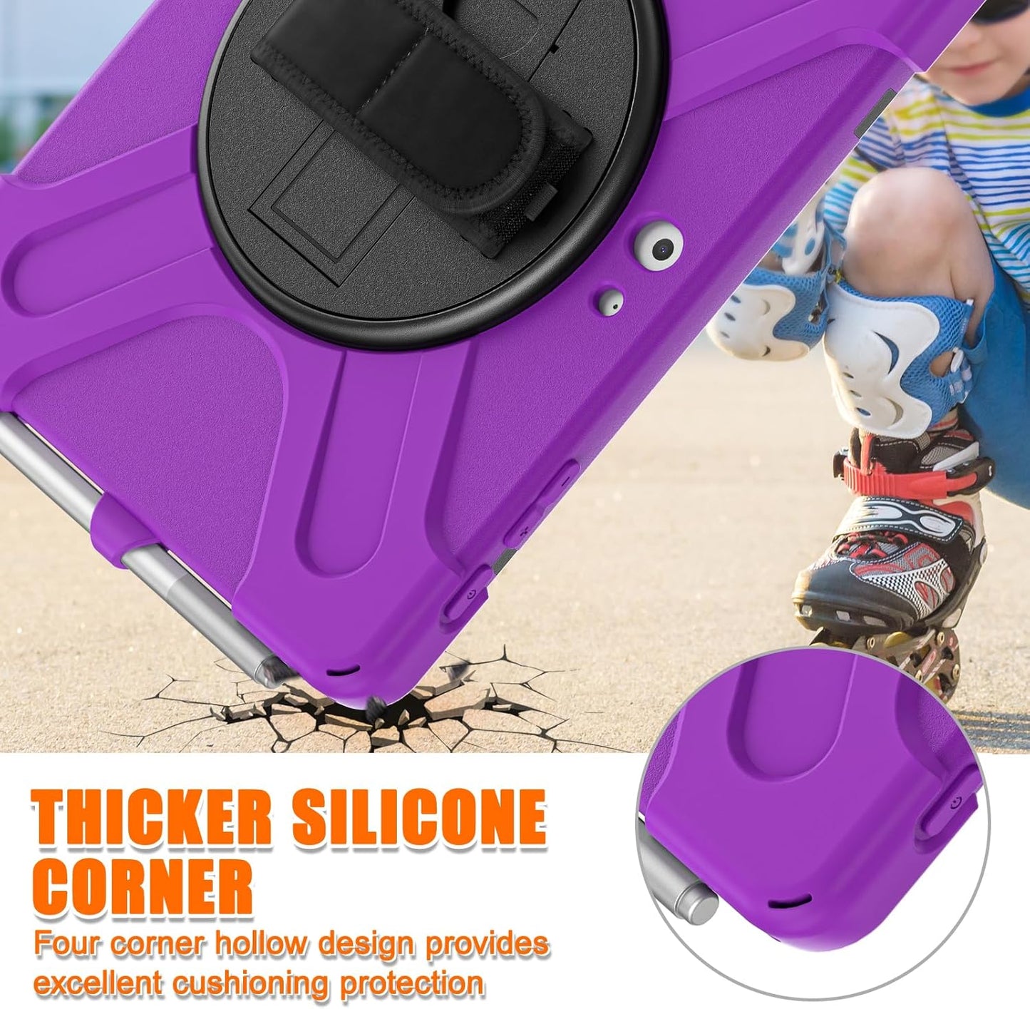 ZenRich Rugged Case for Surface Go 4 (2023)/Surface Go 3 (2021)/ Surface Go 2 (2020), Surface Go (2018) with Pen Holder Heavy Duty Shockproof Case with Stand Hand Strap and Shoulder Belt-Purple