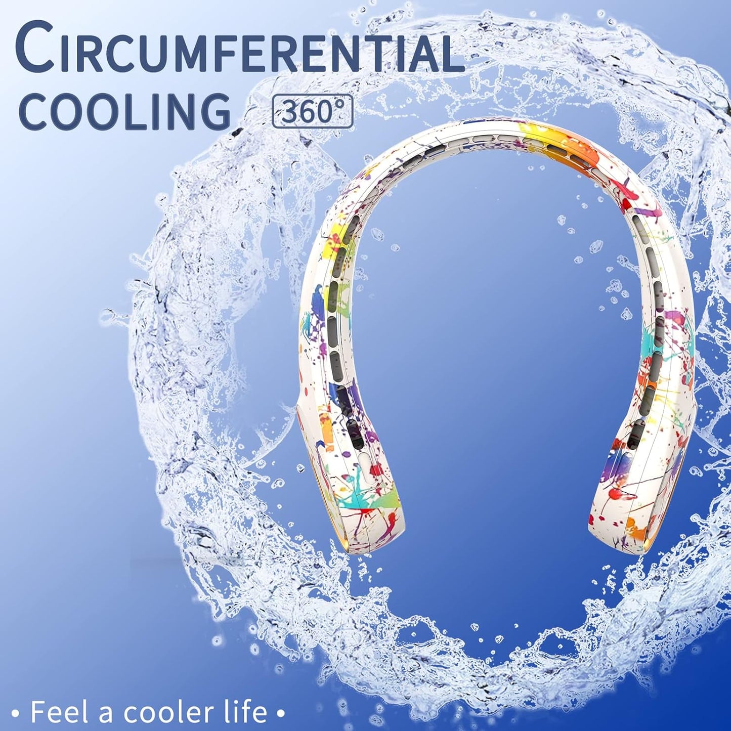 FrSara Neck Fan, Portable Personal Fan Strong Wind, 5200mAh, Air Volume,360° Cooling, No Hair Twisting, Air Volume On 2 Sides, Non-Slip, Quick Charge, Long Use Time, Gift for Women, Men, Birthday