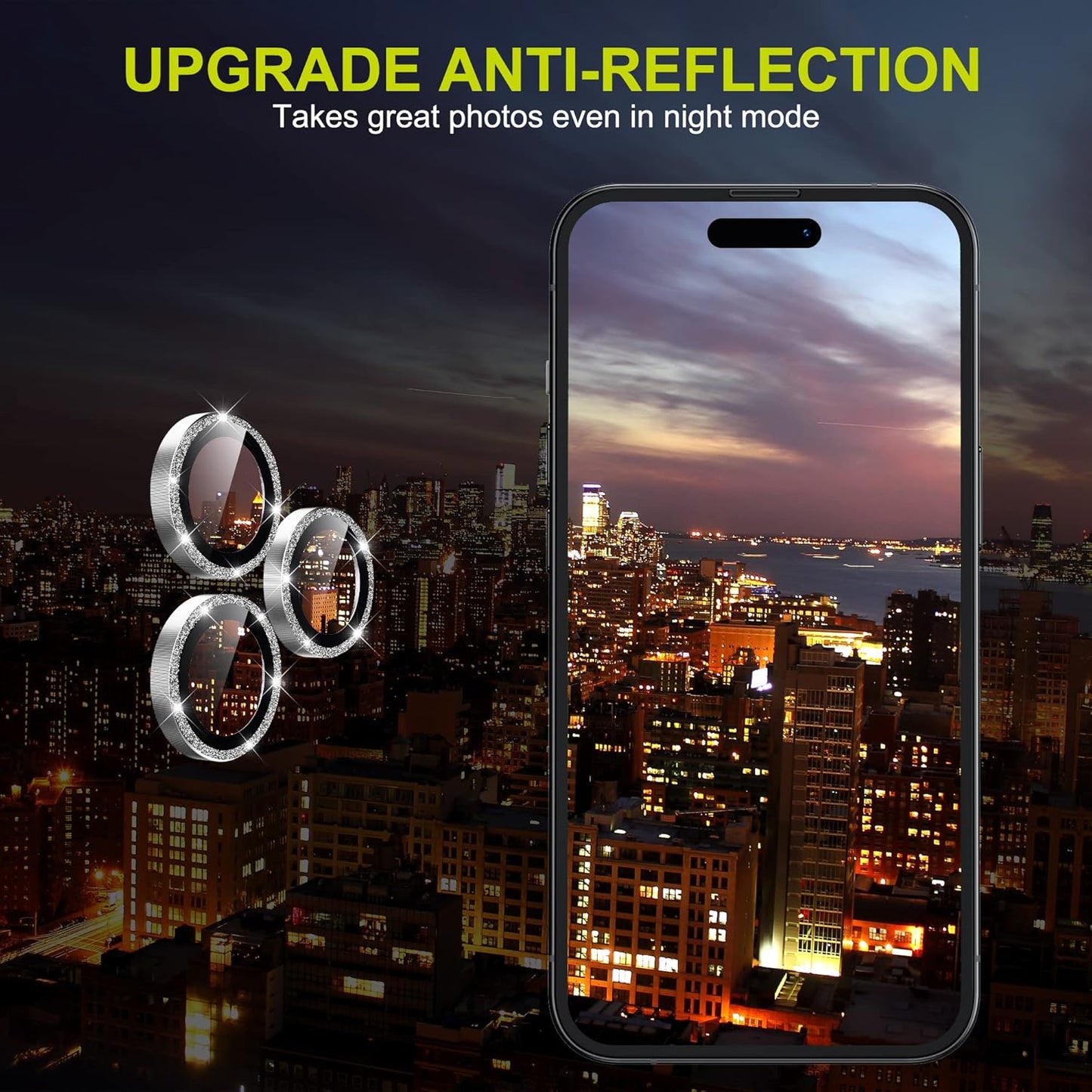 WSKEN for iPhone 14 Pro/iPhone 14 Pro Max Camera Lens Protector,[Night Shooting Mode] HD Tempered Metal Glass Camera Screen Protector Cover Film Accessories, Glitter
