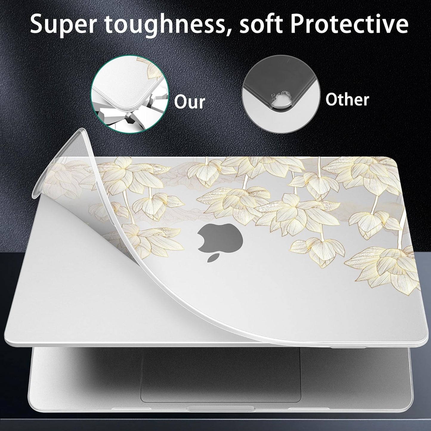 for MacBook Pro 16 inch Case 2021 2022 2023 2024 Release A3186 A3403 M4 A2991 M3 A2780 M2 A2485 M1 Pro/Max, Hard Shell Case with Screen Protector & Keyboard Cover, Lotus