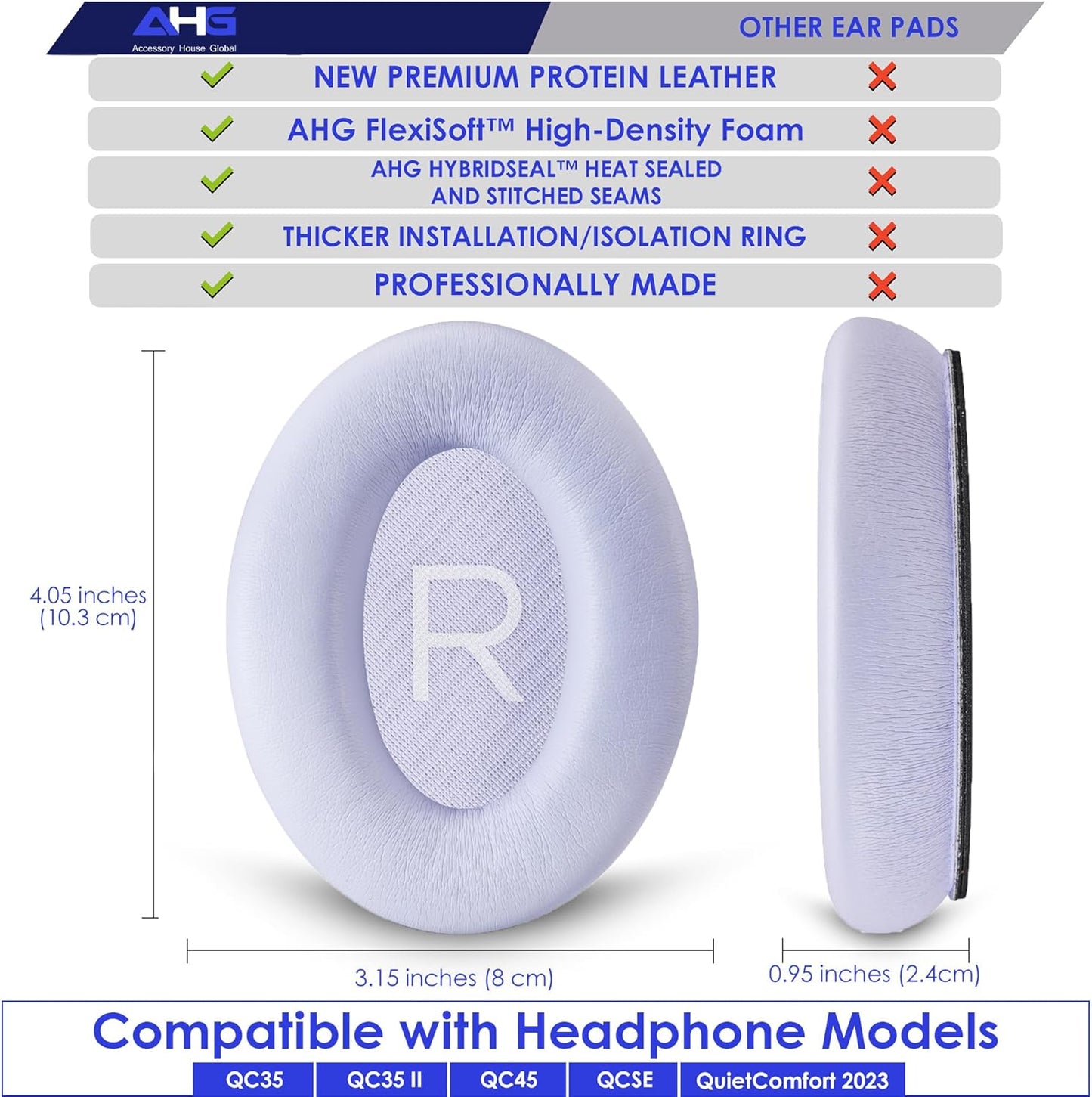 Replacement QC Ear Pad and Headband Pad Kit Cushion. Compatible with Bose QuietComfort (2023) QC45 QCSE QC35 II Wireless Noise Cancelling Headphones (Lilac) Easy DIY Fit