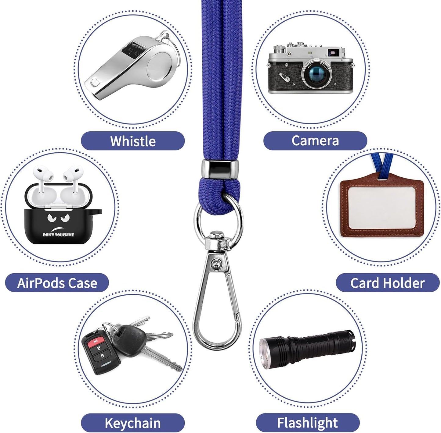 CACOE Phone Lanyard 2 Pcs-2 Pcs Adjustable Neck Strap, 4 Pcs Phone Patches, Universal Crossbody Multifuctional Cell Phone Lanyards Compatible with Most Smartphones(Black+Dark Blue)