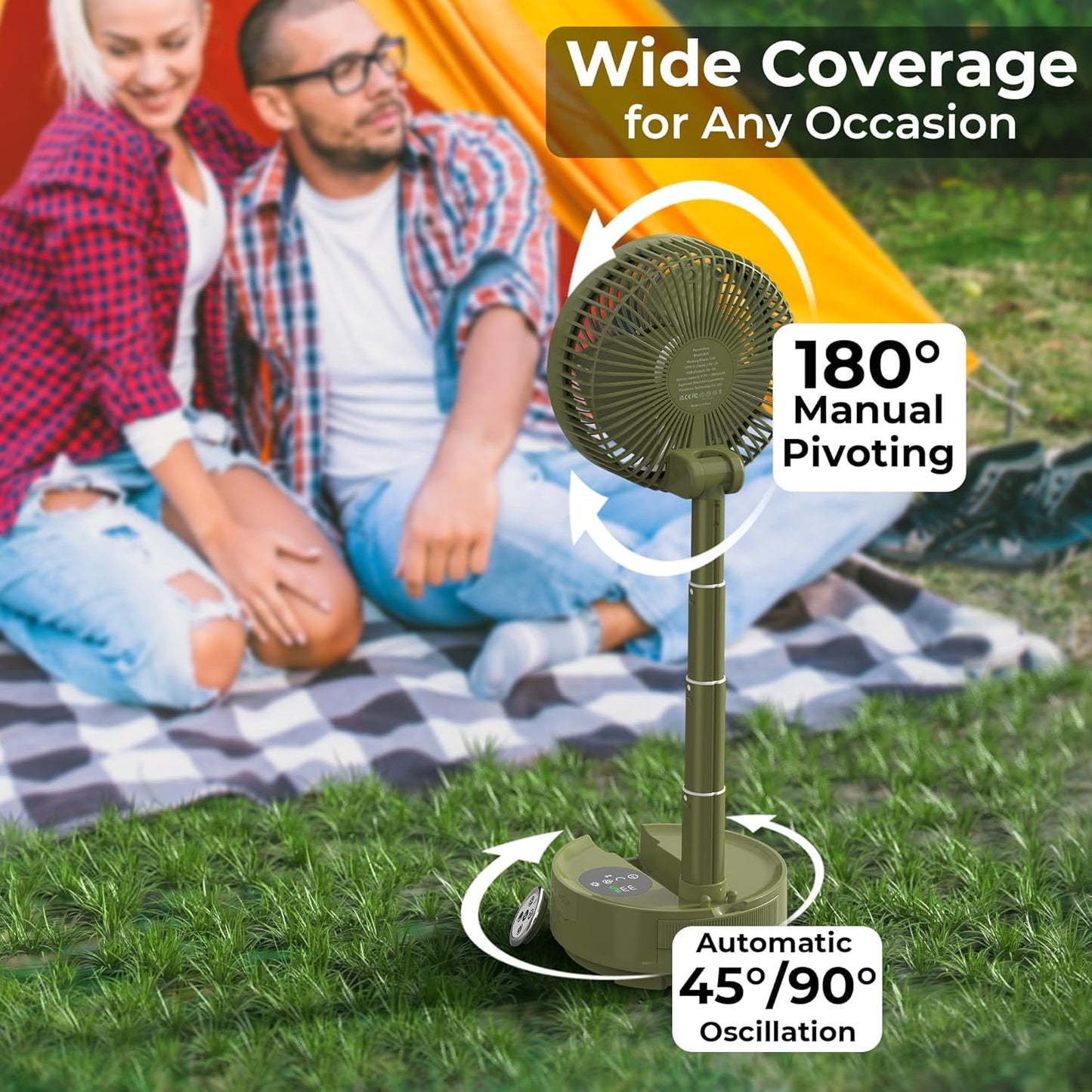 20000mAh Battery Operated Camping Fan - 112Hrs Rechargeable Oscillating Table Fan with Light & Timer, 8 Speeds Portable Travel Fan for Cruise RV Trip, Hurricane Power Outage (8" with Case)