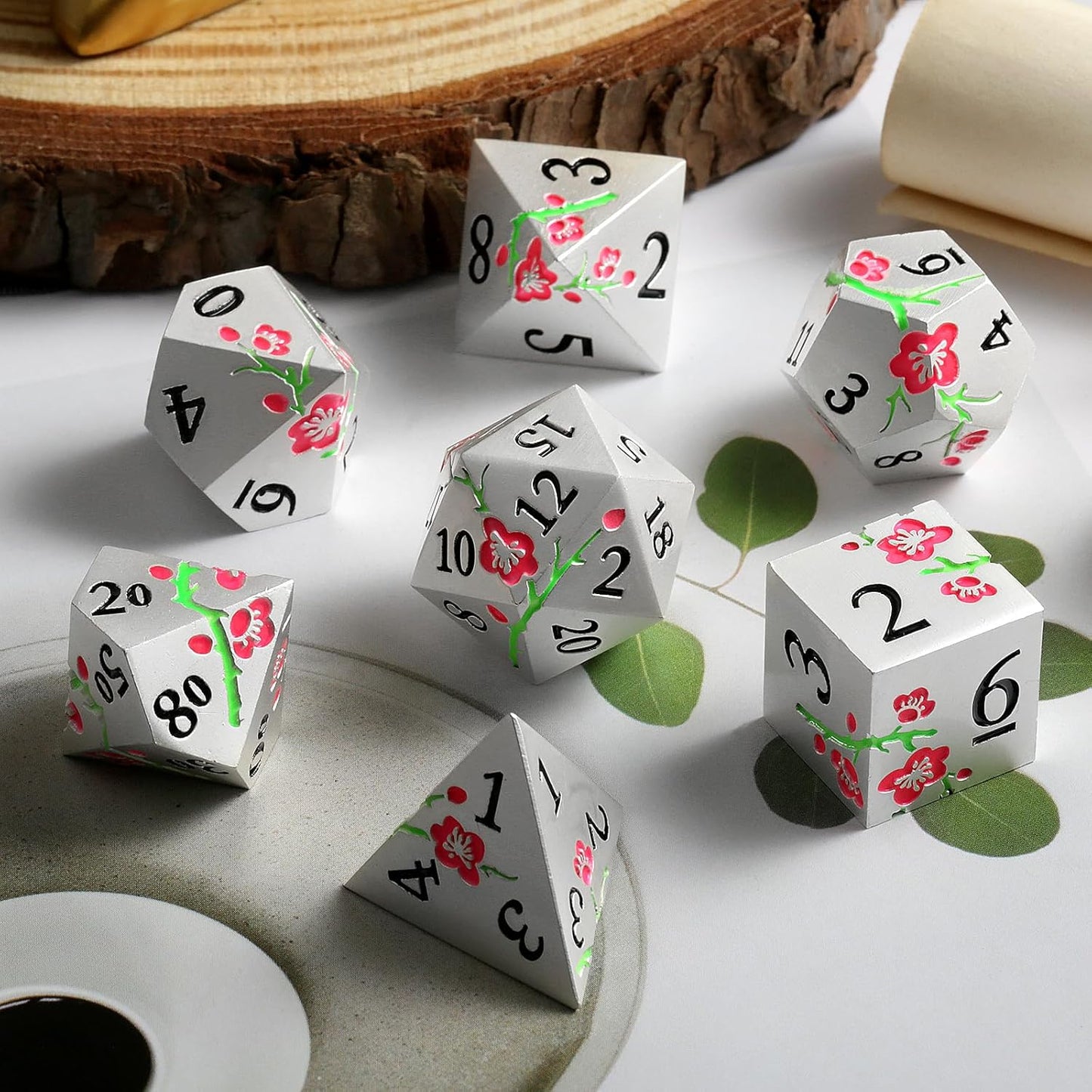 Metal DND Dice, DNDND 7 PCS Glow in The Dark Metallic D&D Dice Set with Gorgeous Gift Case for Dungeons and Dragon Tabletop Game (Glow in The Dark Pink)