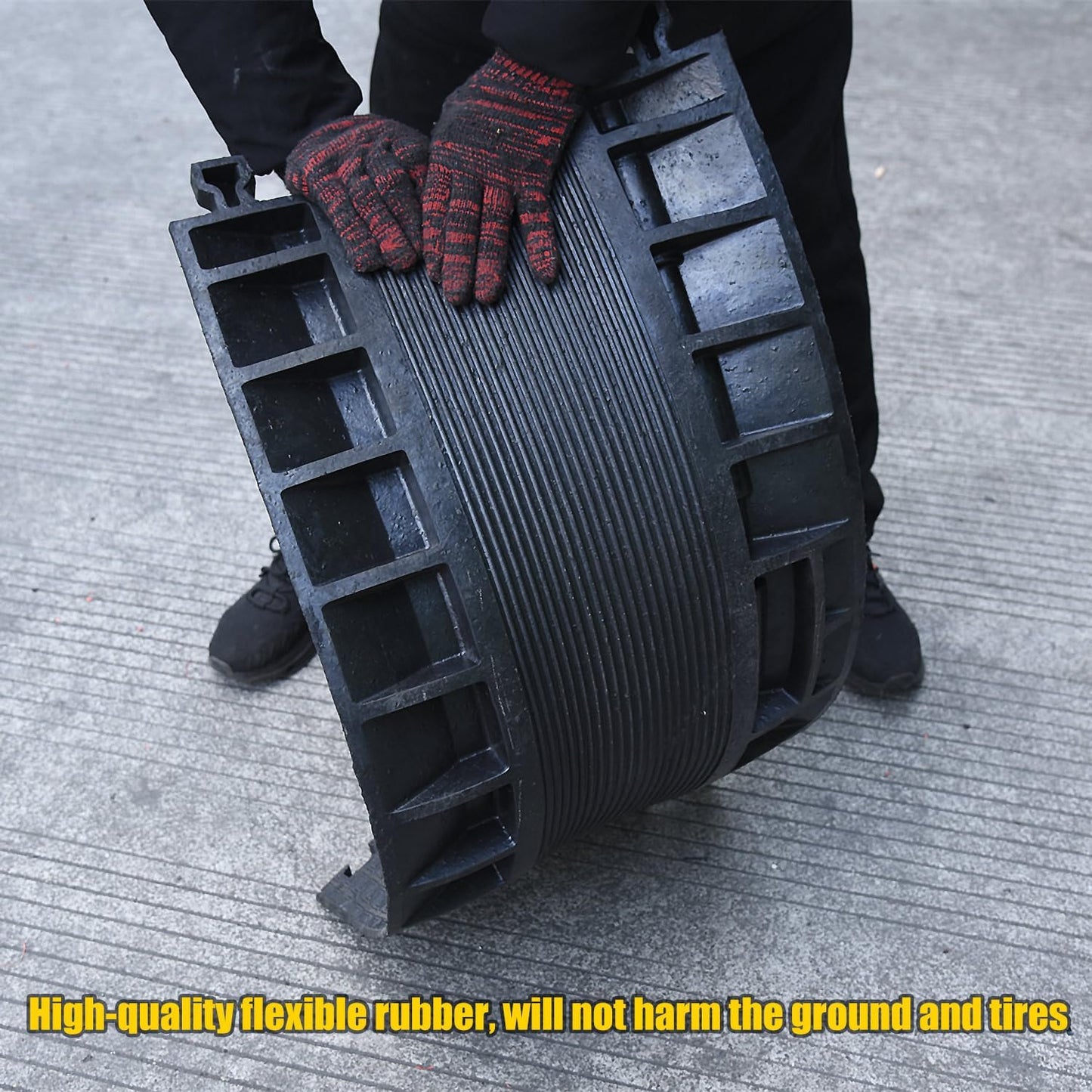 Rubber Cable Protector Ramp, Heavy Floor Cable Wire Cord Cover Speed Bumps 22000Lbs Load Capacity, Driveway Hose Cable Ramp Protective Cover for Indoor and Outdoor (5-Channel x 2Pcs)