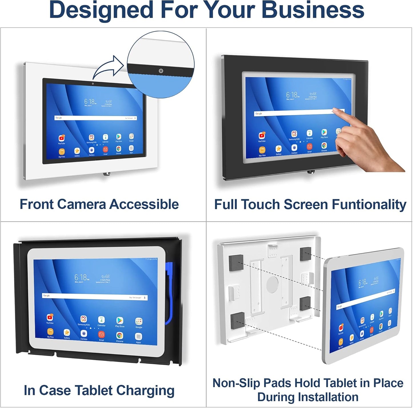 TABcare Locking Anti-Theft Metal Case for Samsung Galaxy TAB A 9.7" Tablet for Kiosk, POS, Store, Show Display, Time Clock (TAB A 9.7, White)
