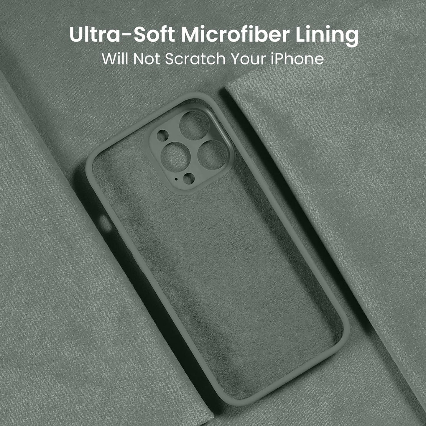 FireNova Designed for iPhone 13 Pro Case, Silicone Upgraded [Camera Protection] Phone Case with [2 Screen Protectors], Soft Anti-Scratch Microfiber Lining Inside, 6.1 inch, Calke Green