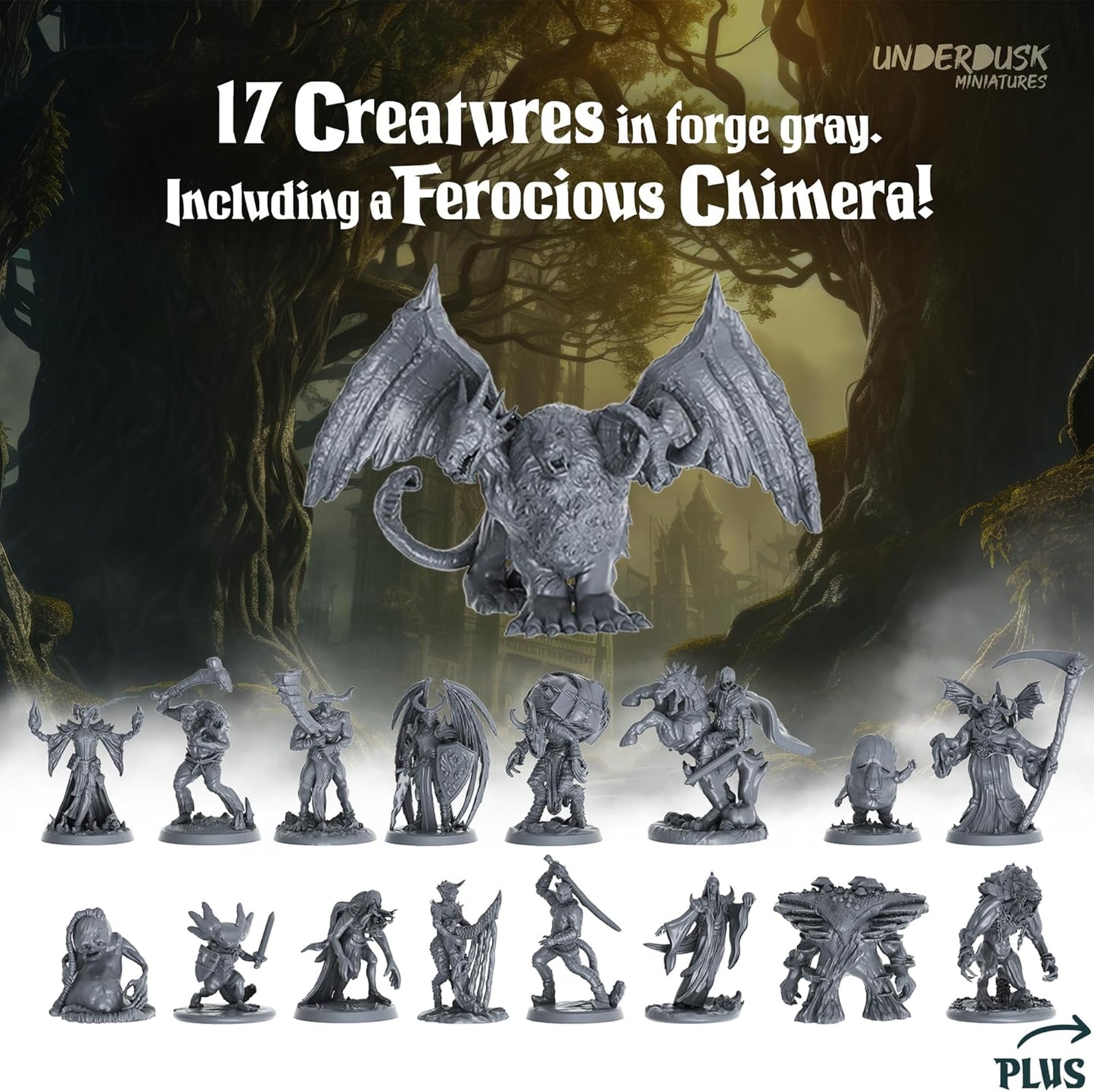 Underdusk: Monsters, Mimics, & Mysteries - 34 Unpainted Miniatures for D&D & Tabletop Gaming | Frightful Creatures and Disguised & Monstrous Mimics with Stat Blocks