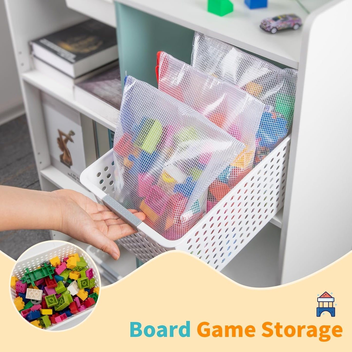 Umriox 48pcs Mesh Zipper Pouch Bags, A4 Size 16 Color Zipper Bags for Organizing, Clear Zipper Pouches for Puzzles, Board Game Organizer, Sewing Projects