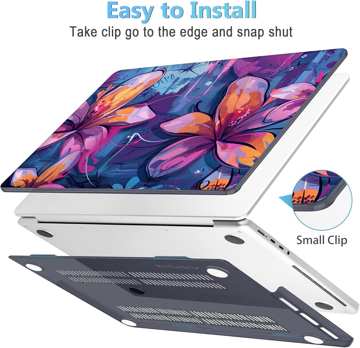 Mektron Case for 2025 MacBook Pro 16" M4 A3403 A3186 M3 A2991 M2 A2780 M1 A2485 (2021/2023/2024) Pro/Max with Touch ID, Hard Shell Plastic Laptop Cover Keyboard Cover, Graffiti Flower