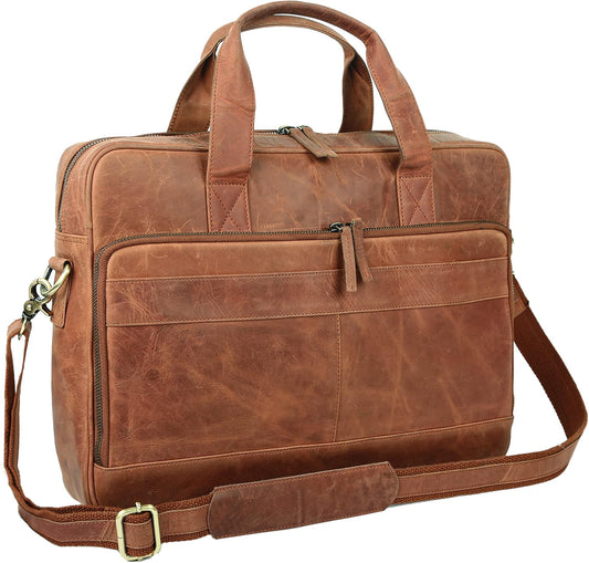 Leather briefcases Laptop Messenger Bags Best Office School College Satchel Bag for Men and Women